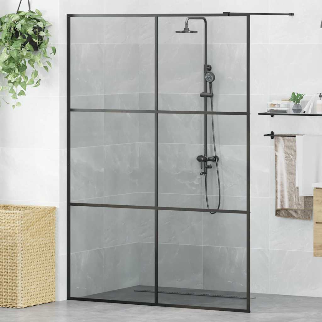 Walk-in Duschwand Schwarz 140 x 195 cm Gehärtetes Glas