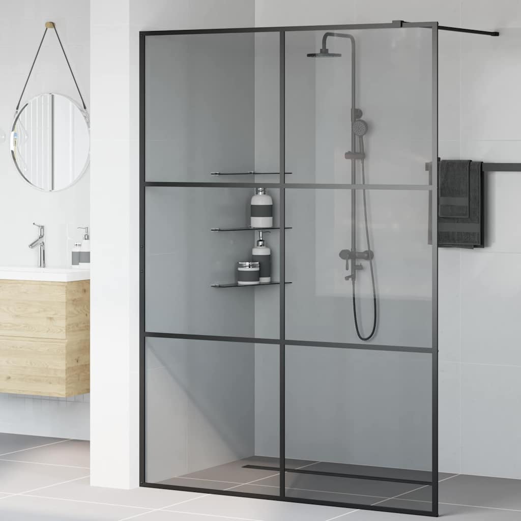 Walk-in Duschwand Schwarz 140 x 195 cm Gehärtetes Glas