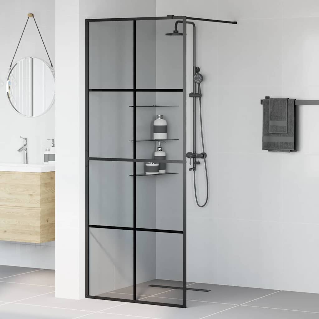 Walk-in Duschwand Schwarz 80 x 195 cm Gehärtetes Glas