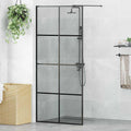 Walk-in Duschwand Schwarz 90 x 195 cm Gehärtetes Glas