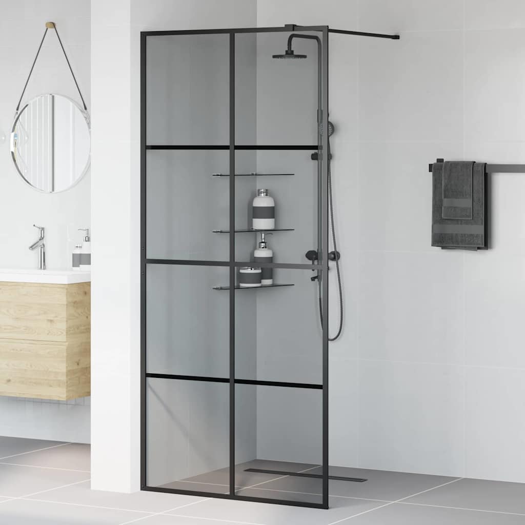 Walk-in Duschwand Schwarz 90 x 195 cm Gehärtetes Glas