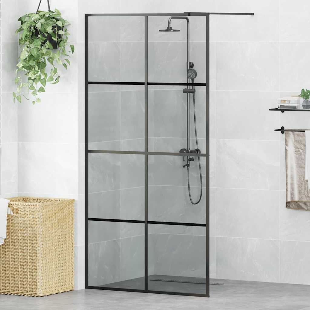 Walk-in Duschwand Schwarz 100 x 195 cm Gehärtetes Glas