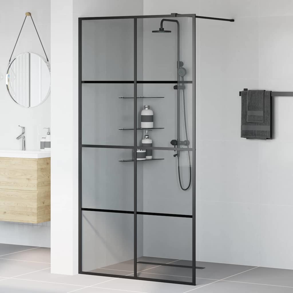 Walk-in Duschwand Schwarz 100 x 195 cm Gehärtetes Glas