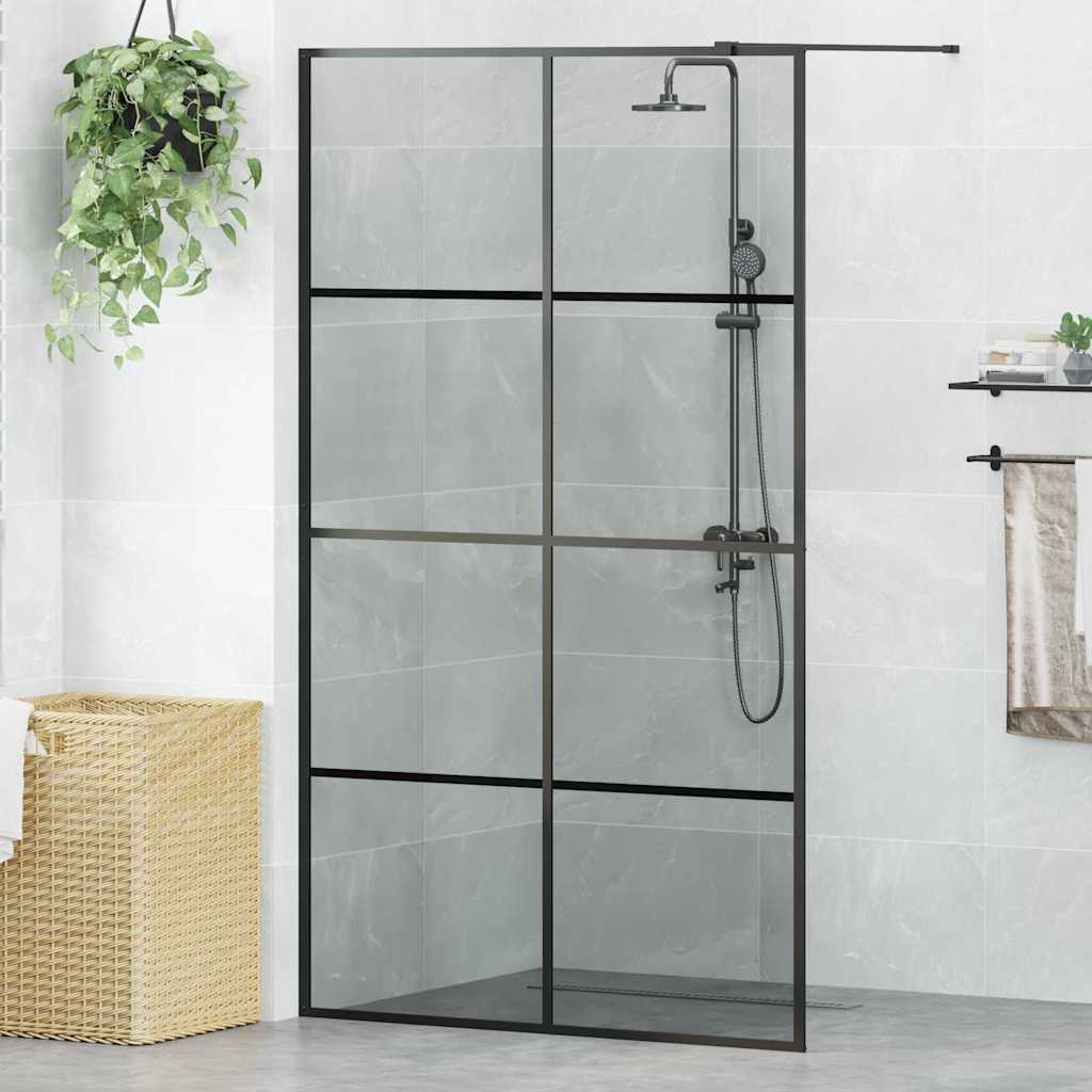 Walk-in Duschwand Schwarz 115 x 195 cm Gehärtetes Glas
