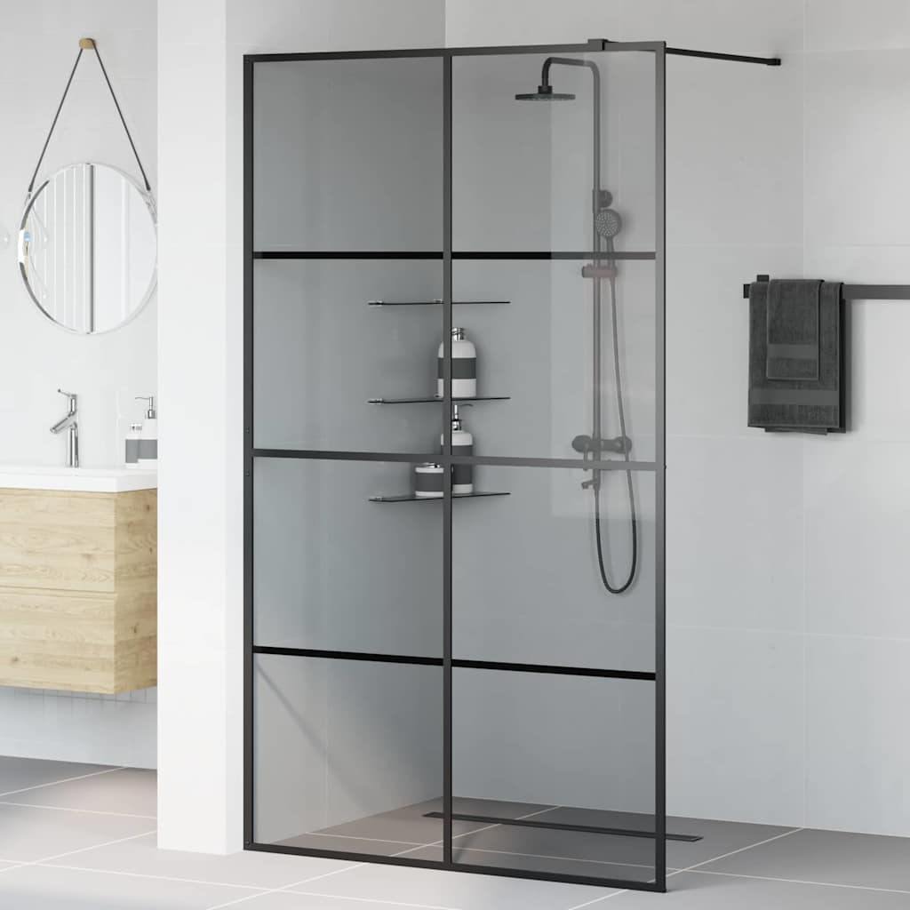 Walk-in Duschwand Schwarz 115 x 195 cm Gehärtetes Glas