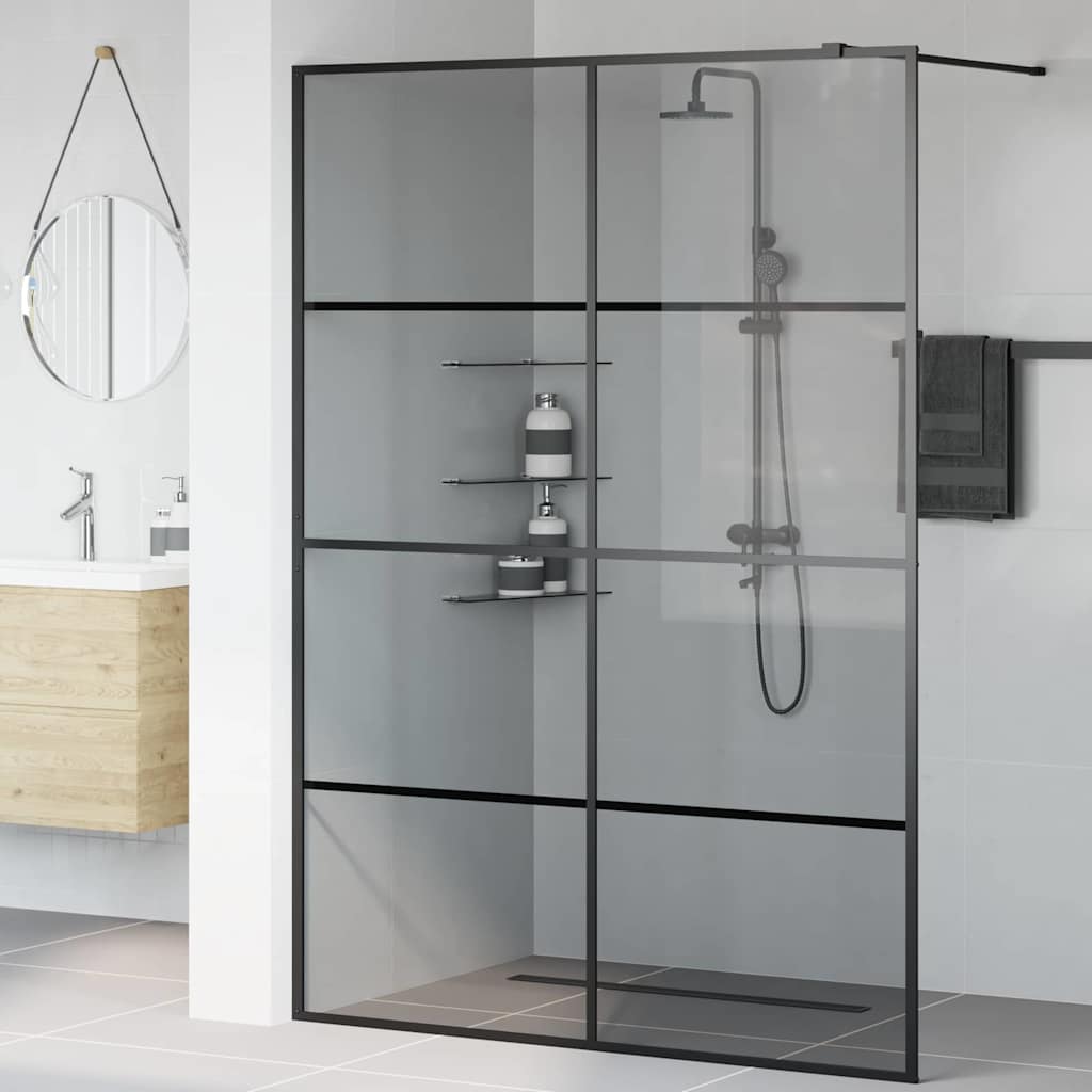 Walk-in Duschwand Schwarz 140 x 195 cm Gehärtetes Glas