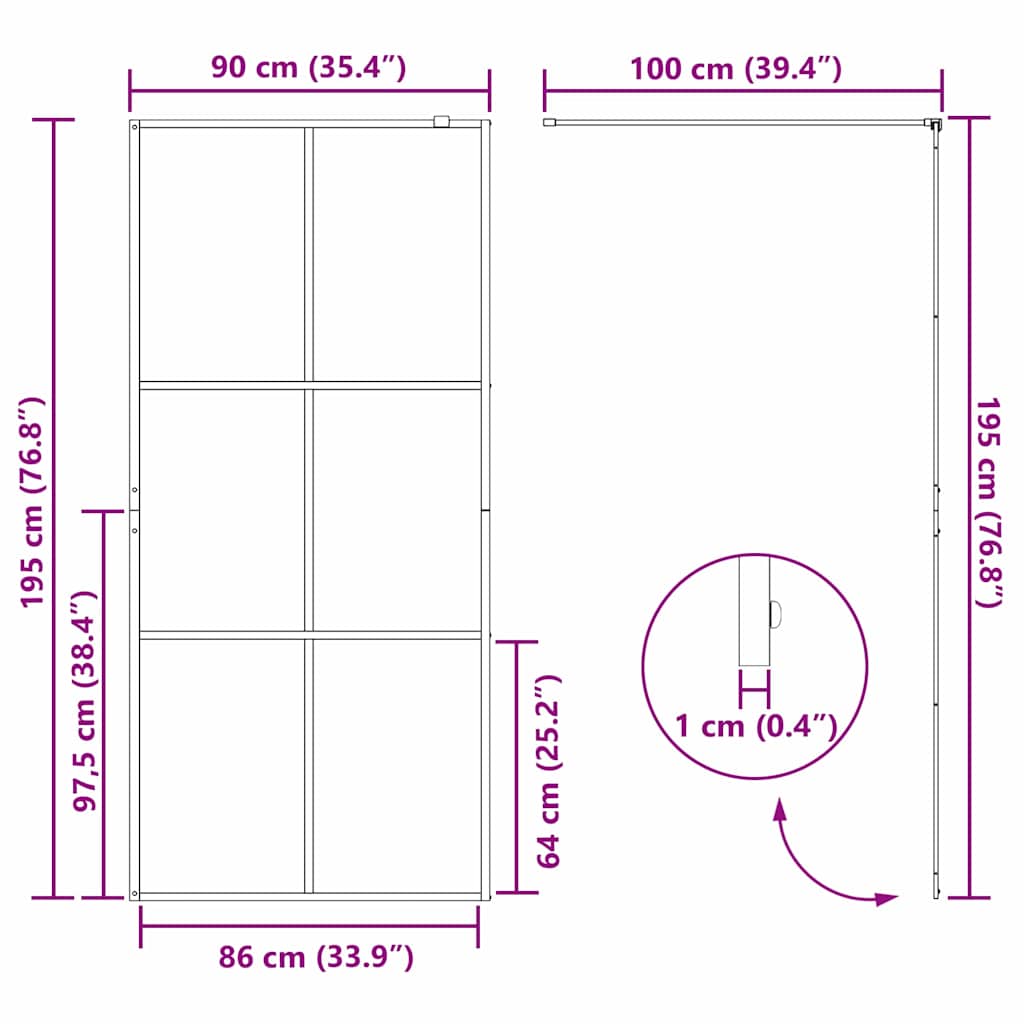 Walk-in Duschwand Gold 90 x 195 cm Gehärtetes Glas
