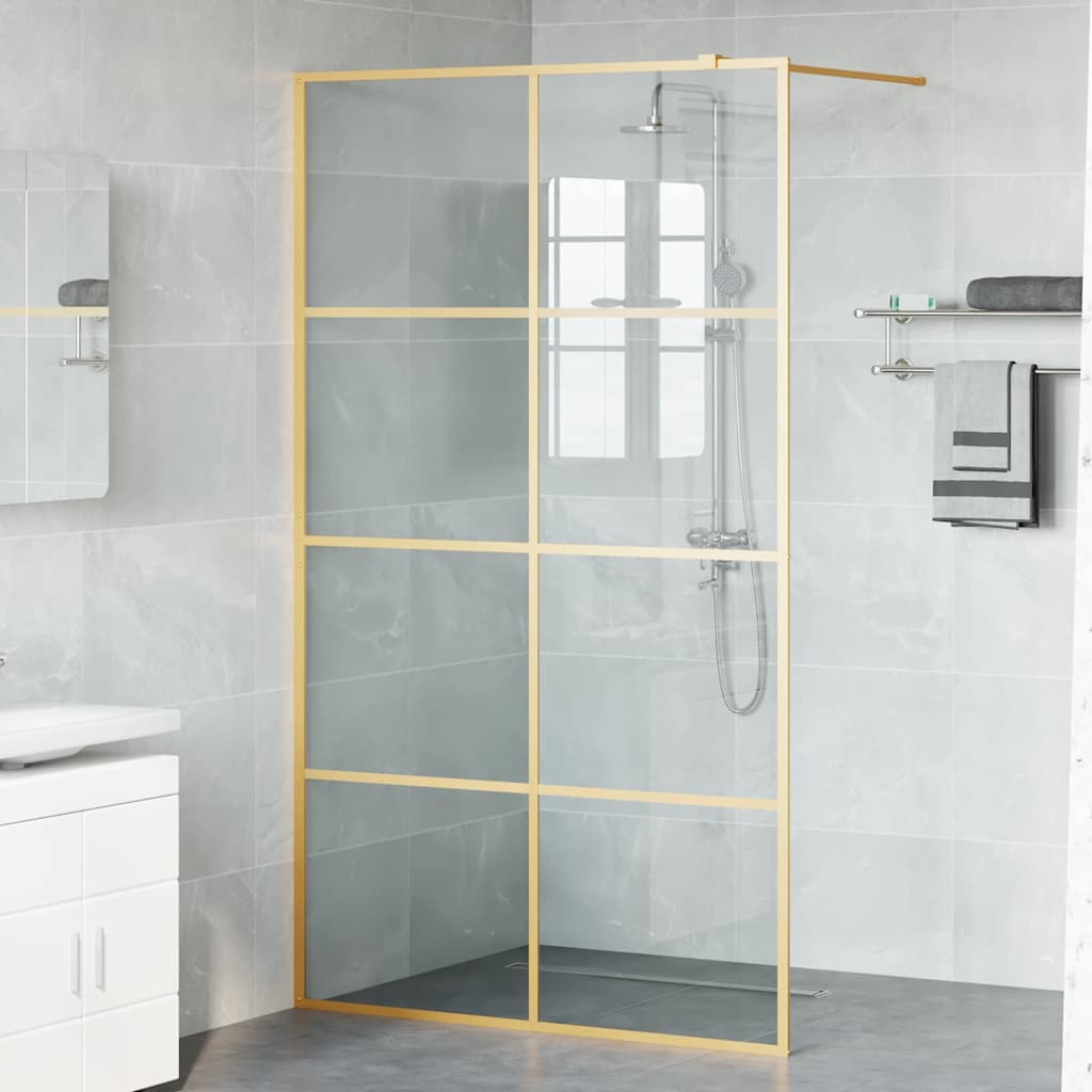 Walk-in Duschwand Gold 115 x 195 cm Gehärtetes Glas
