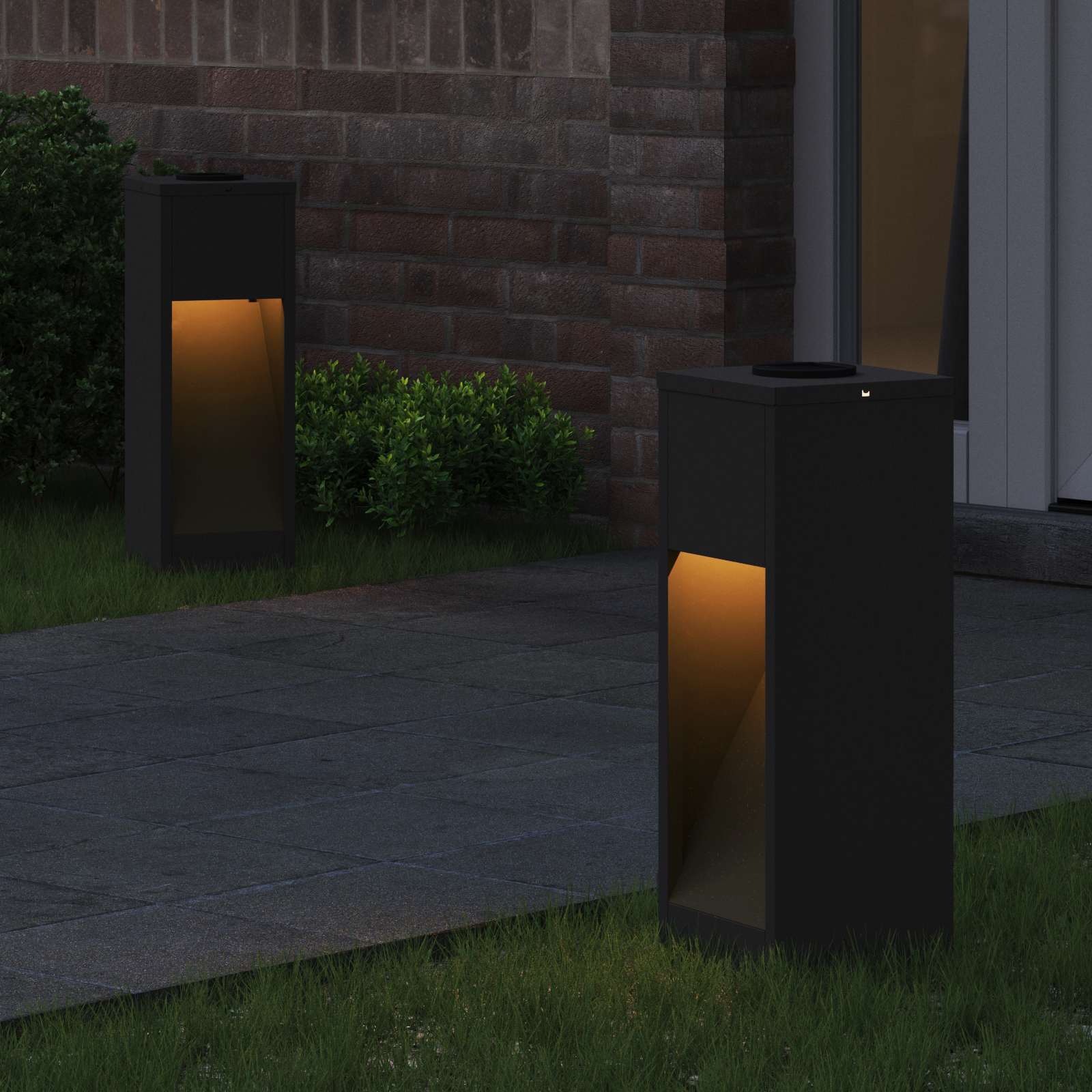 Solar LED Wegeleuchte 2 pcs Schwarz Kalt gewalzter Stahl