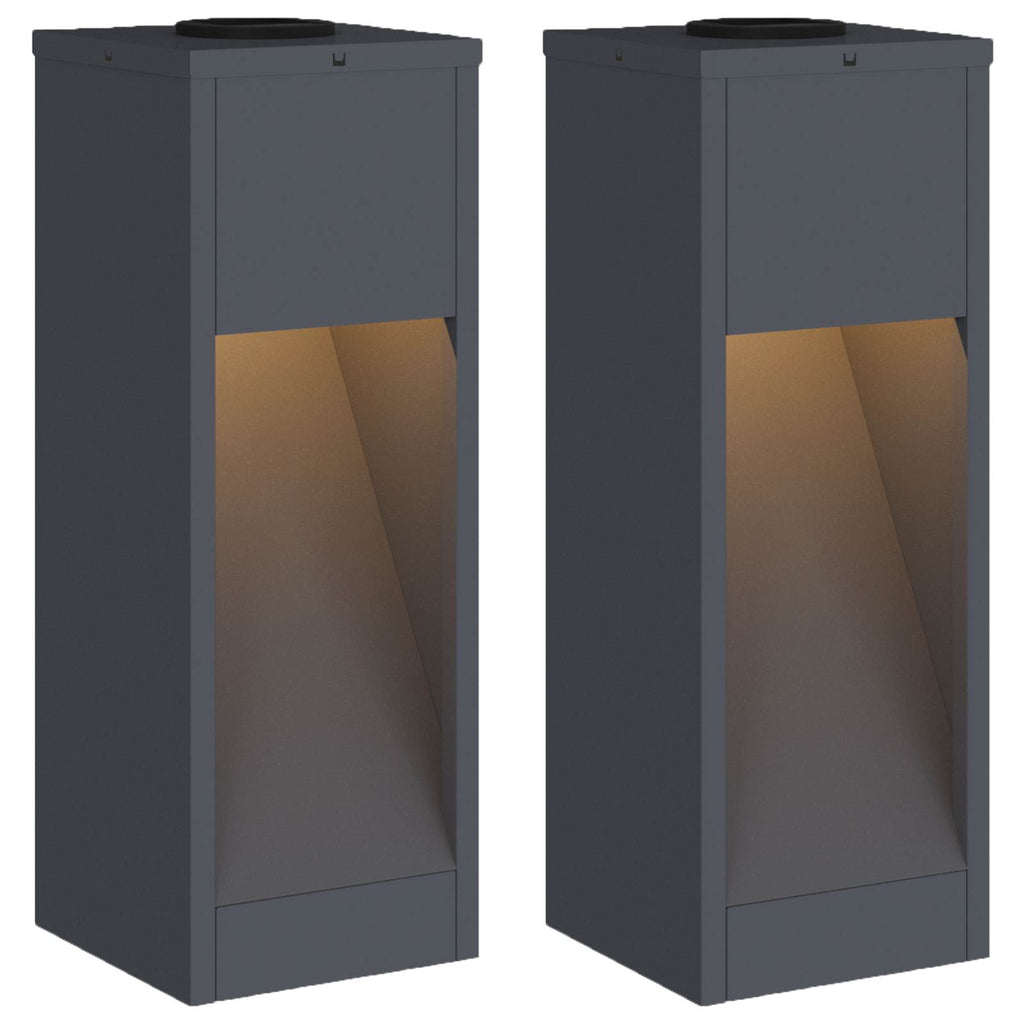 Solar LED Wegeleuchte 2 pcs Anthrazit Kalt gewalzter Stahl