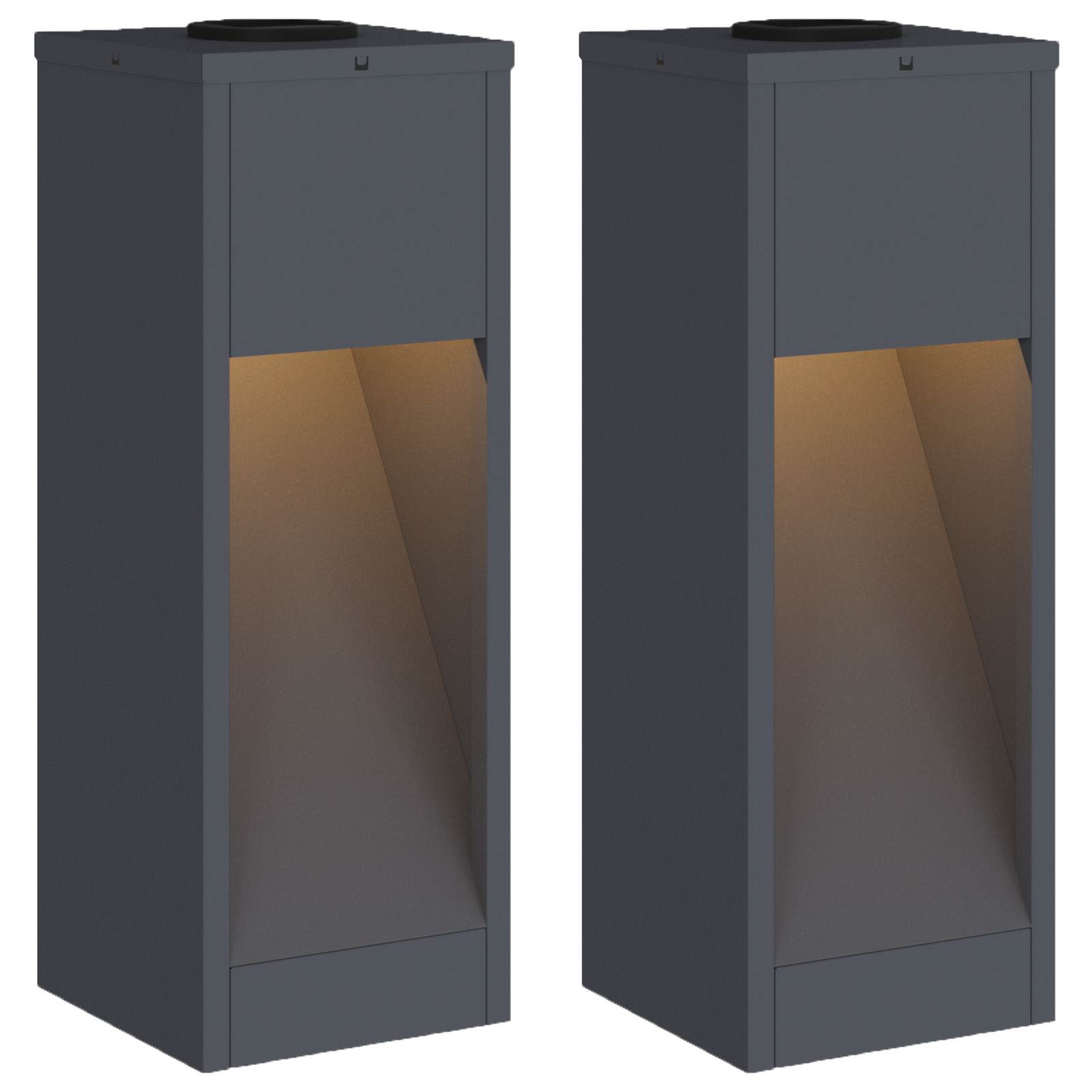 Solar LED Wegeleuchte 2 pcs Anthrazit Kalt gewalzter Stahl