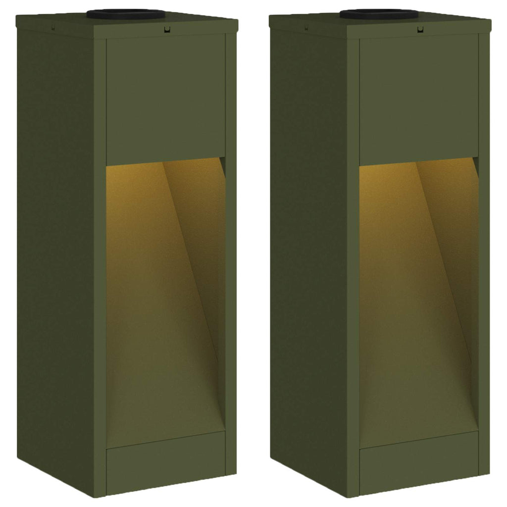 Solar LED Wegeleuchte 2 pcs Olive Grün Kalt gewalzter Stahl