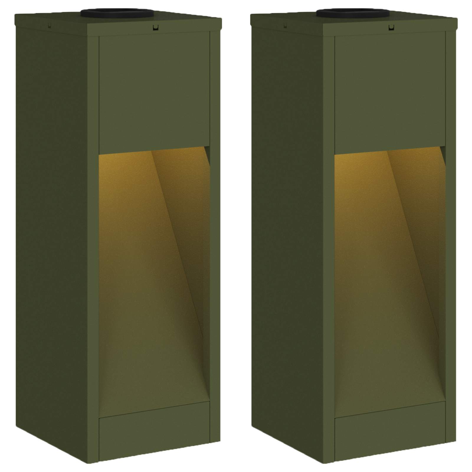 Solar LED Wegeleuchte 2 pcs Olive Grün Kalt gewalzter Stahl