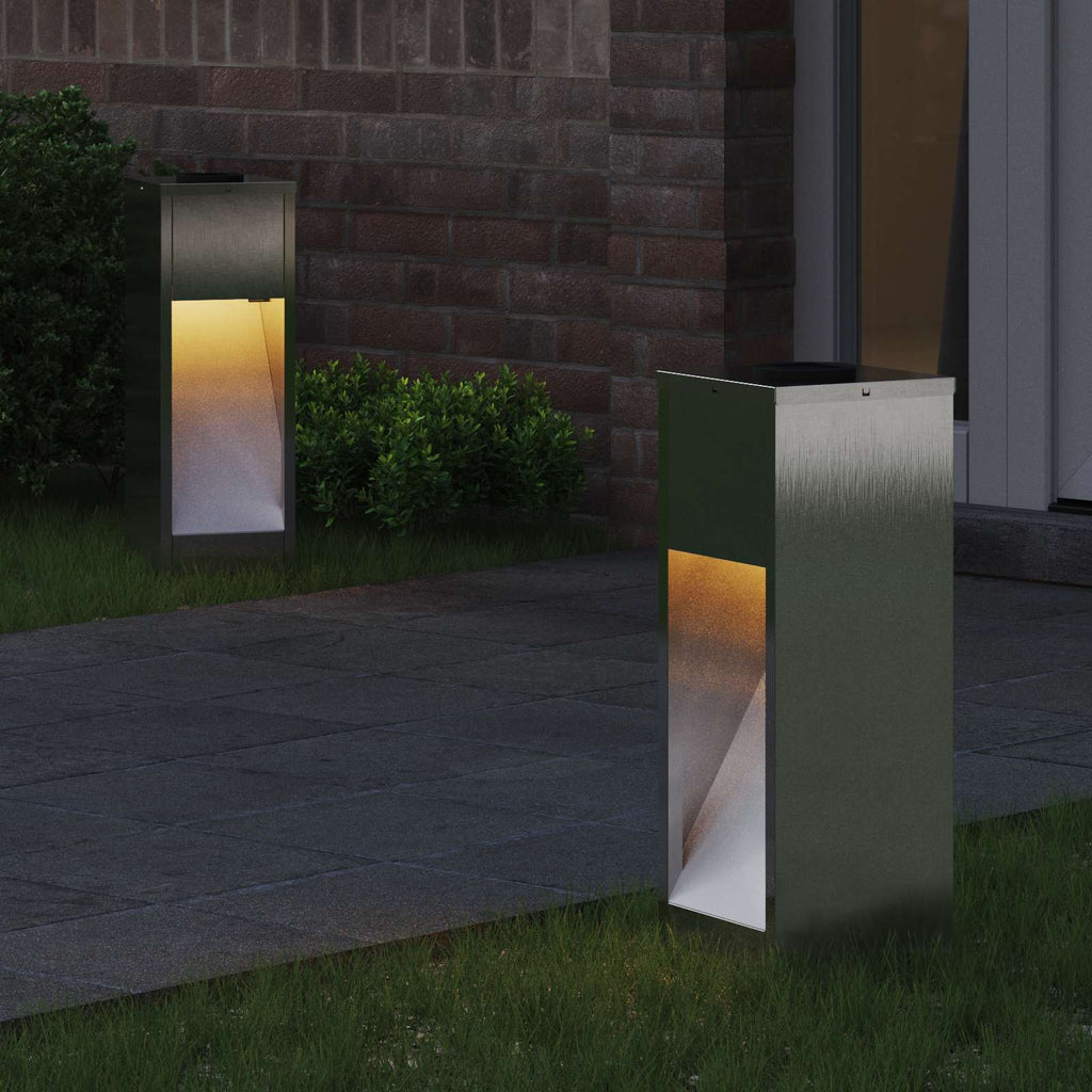 Solar LED Wegeleuchte 2 pcs Silber Edelstahl