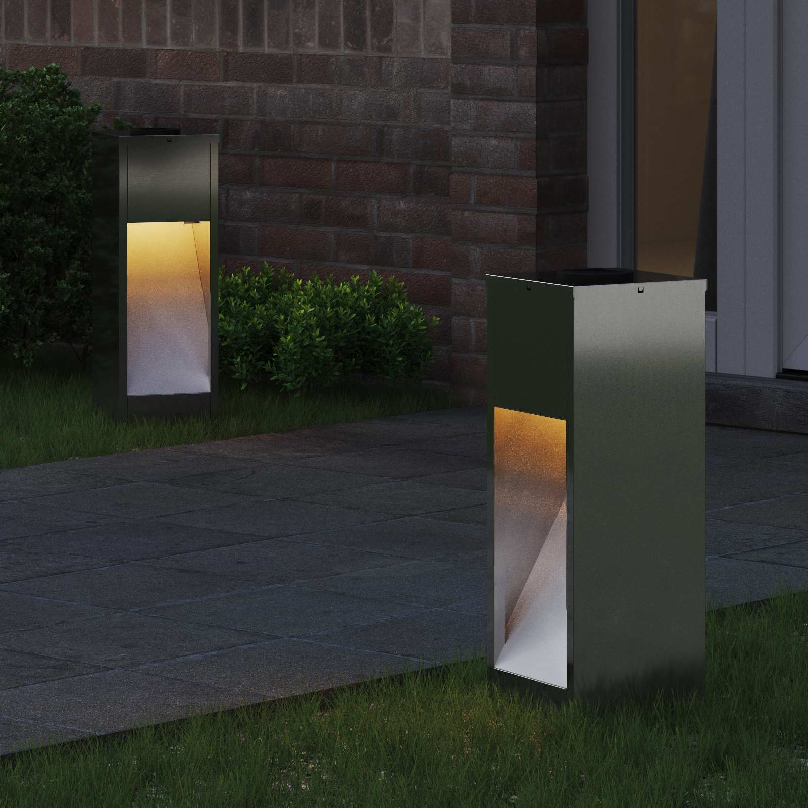 Solar LED Wegeleuchte 2 pcs Silber Galvanisiert