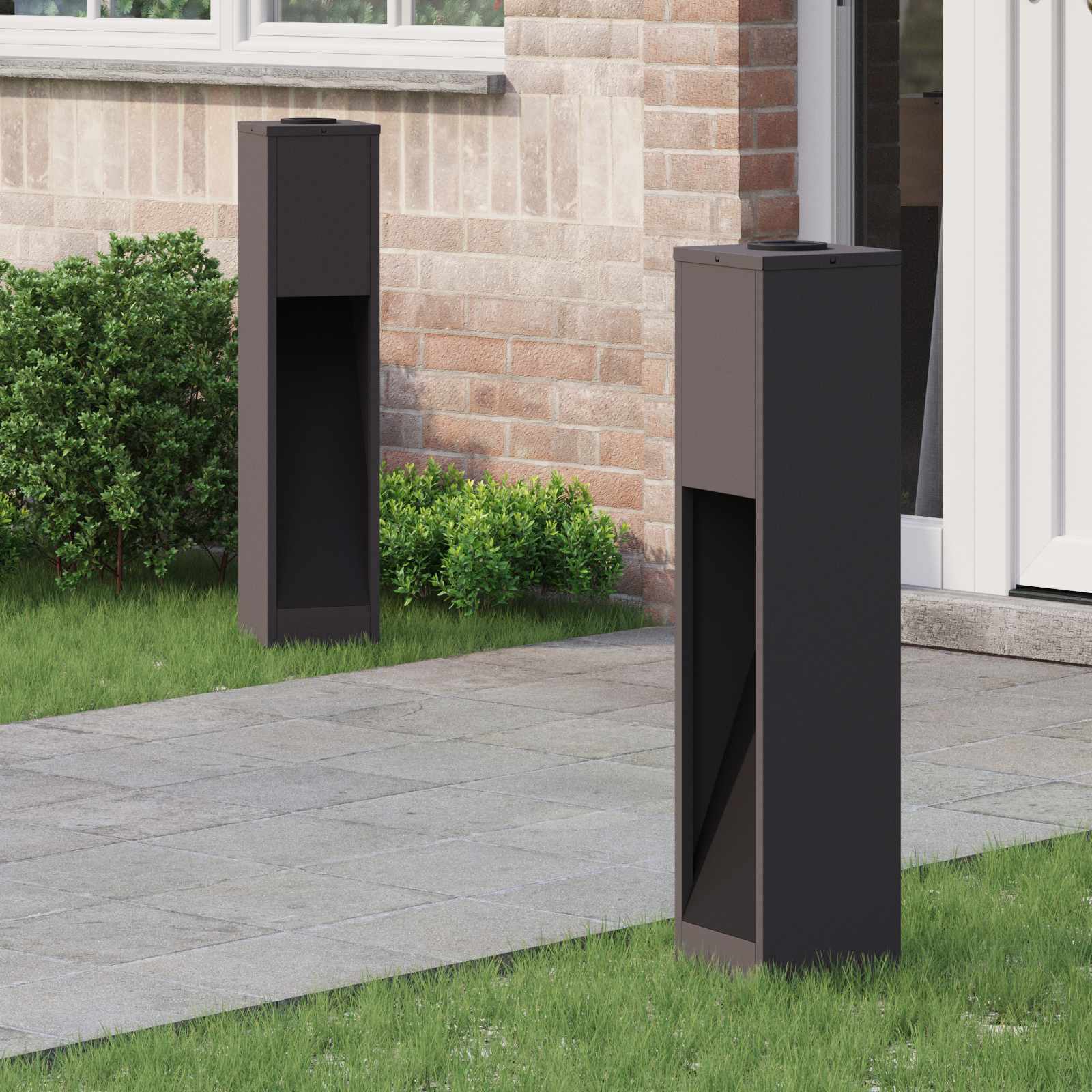 Solar LED Wegeleuchte 2 pcs Schwarz Kalt gewalzter Stahl