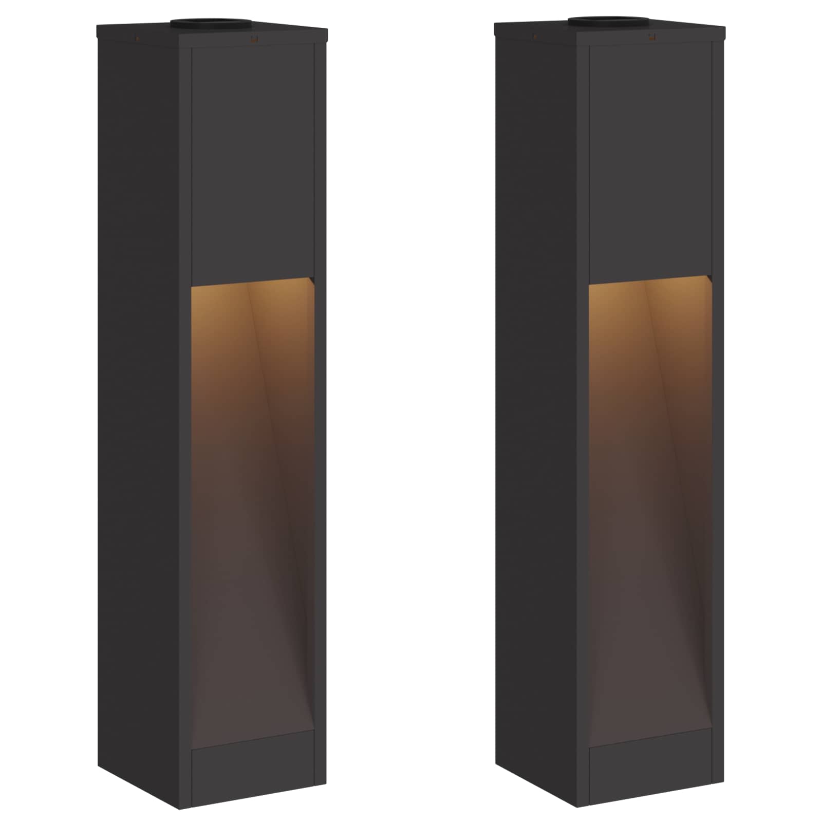 Solar LED Wegeleuchte 2 pcs Schwarz Kalt gewalzter Stahl
