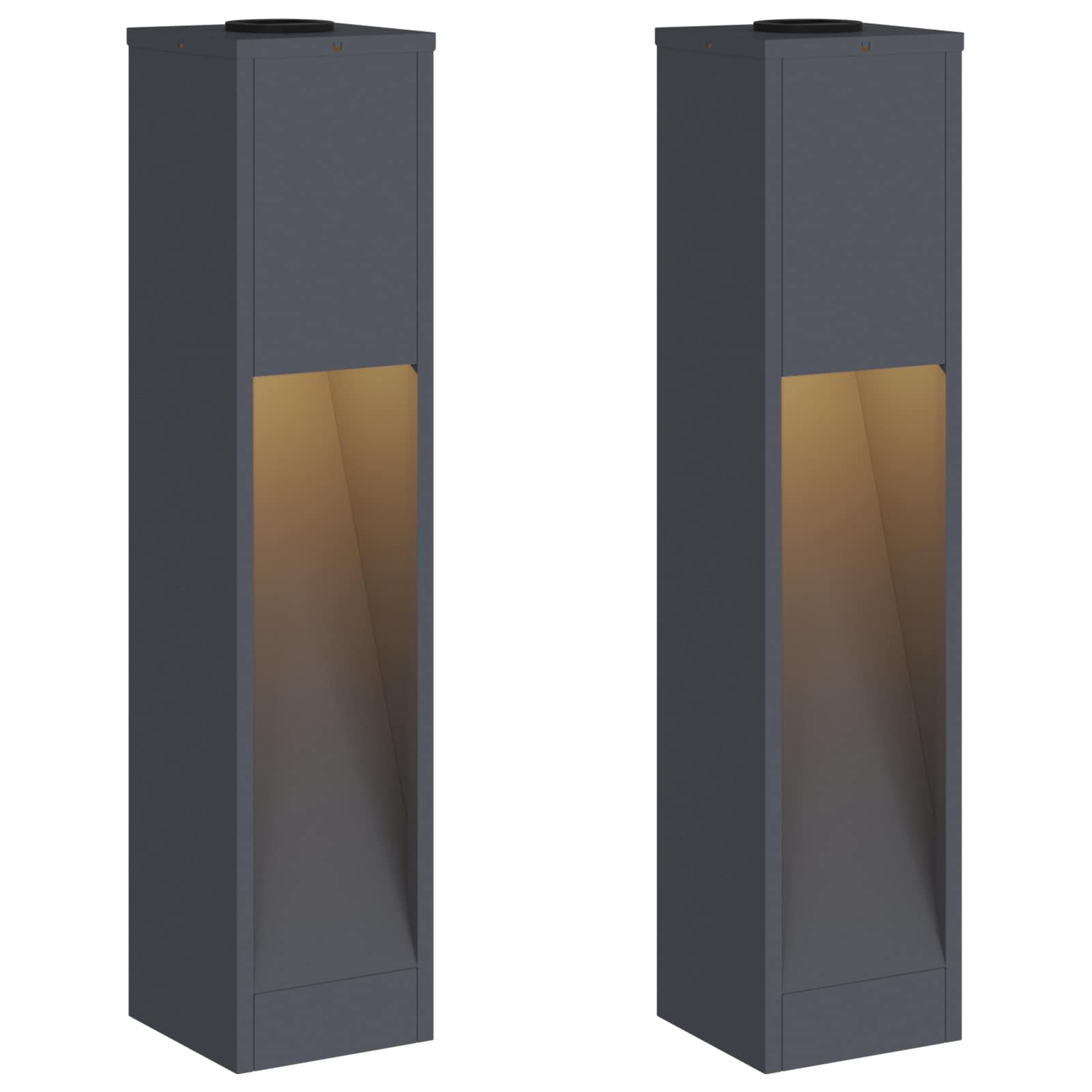 Solar LED Wegeleuchte 2 pcs Anthrazit Kalt gewalzter Stahl