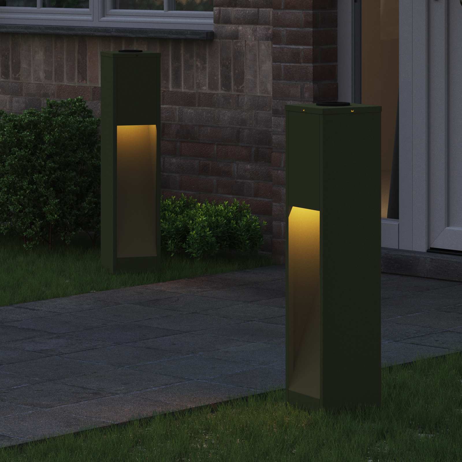 Solar LED Wegeleuchte 2 pcs Olive Grün Kalt gewalzter Stahl