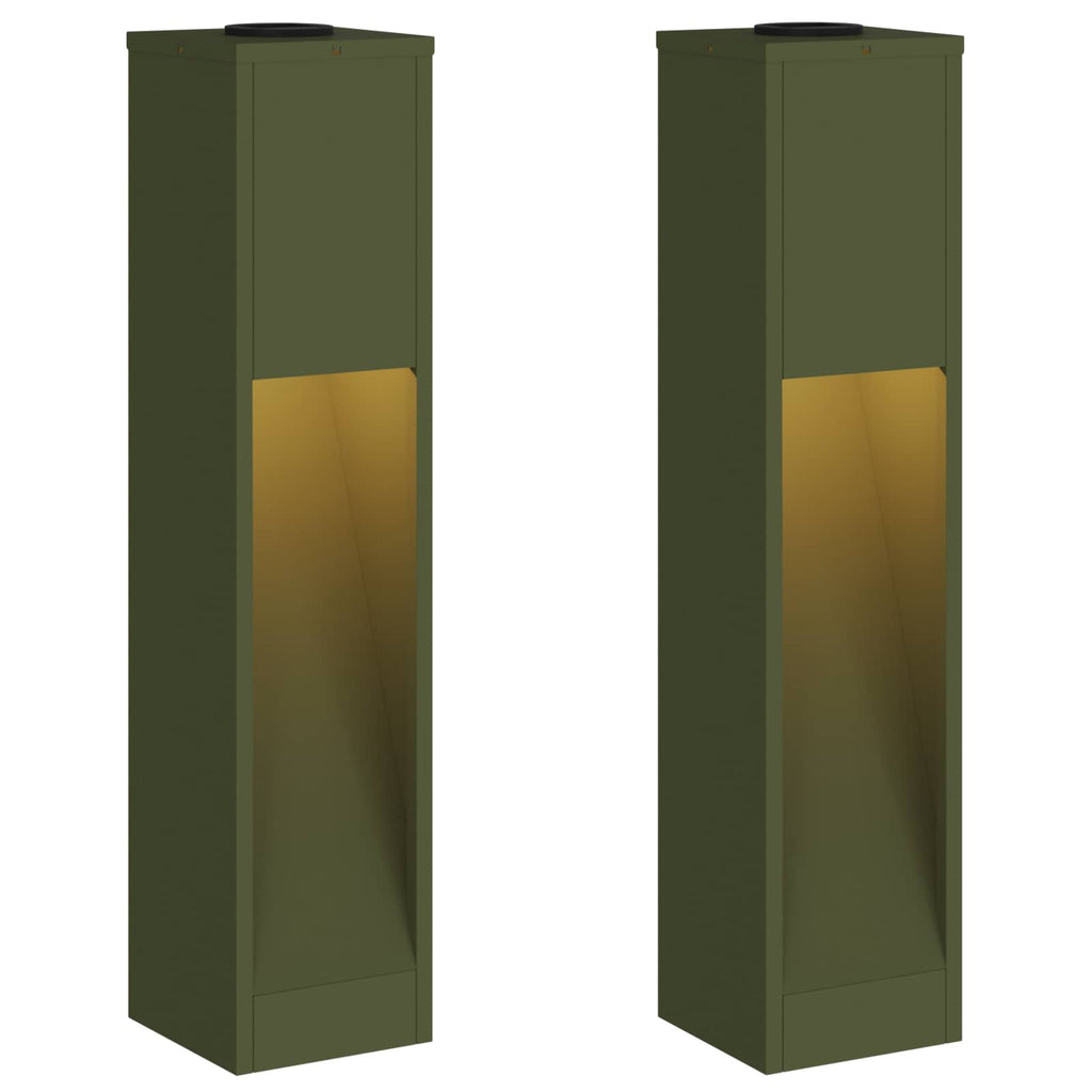 Solar LED Wegeleuchte 2 pcs Olive Grün Kalt gewalzter Stahl