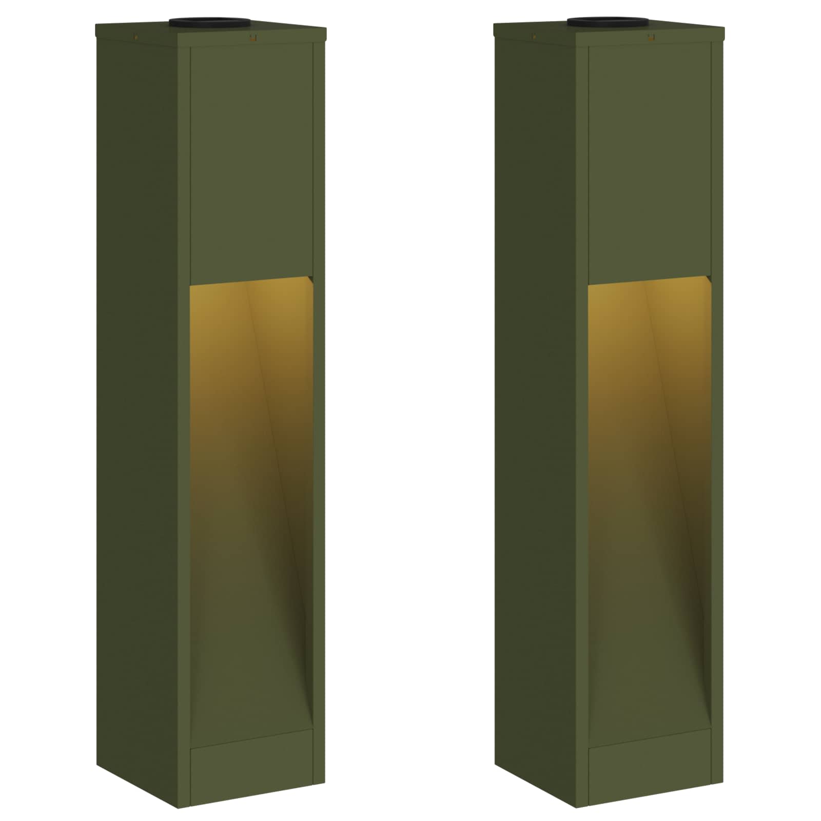 Solar LED Wegeleuchte 2 pcs Olive Grün Kalt gewalzter Stahl