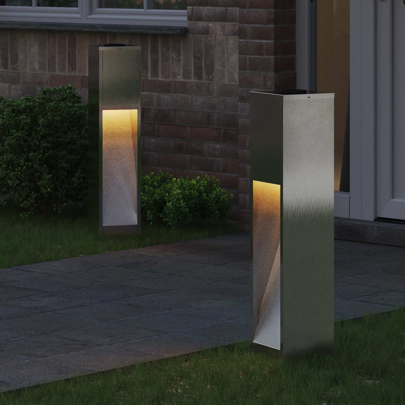 Solar LED Wegeleuchte 2 pcs Silber Edelstahl