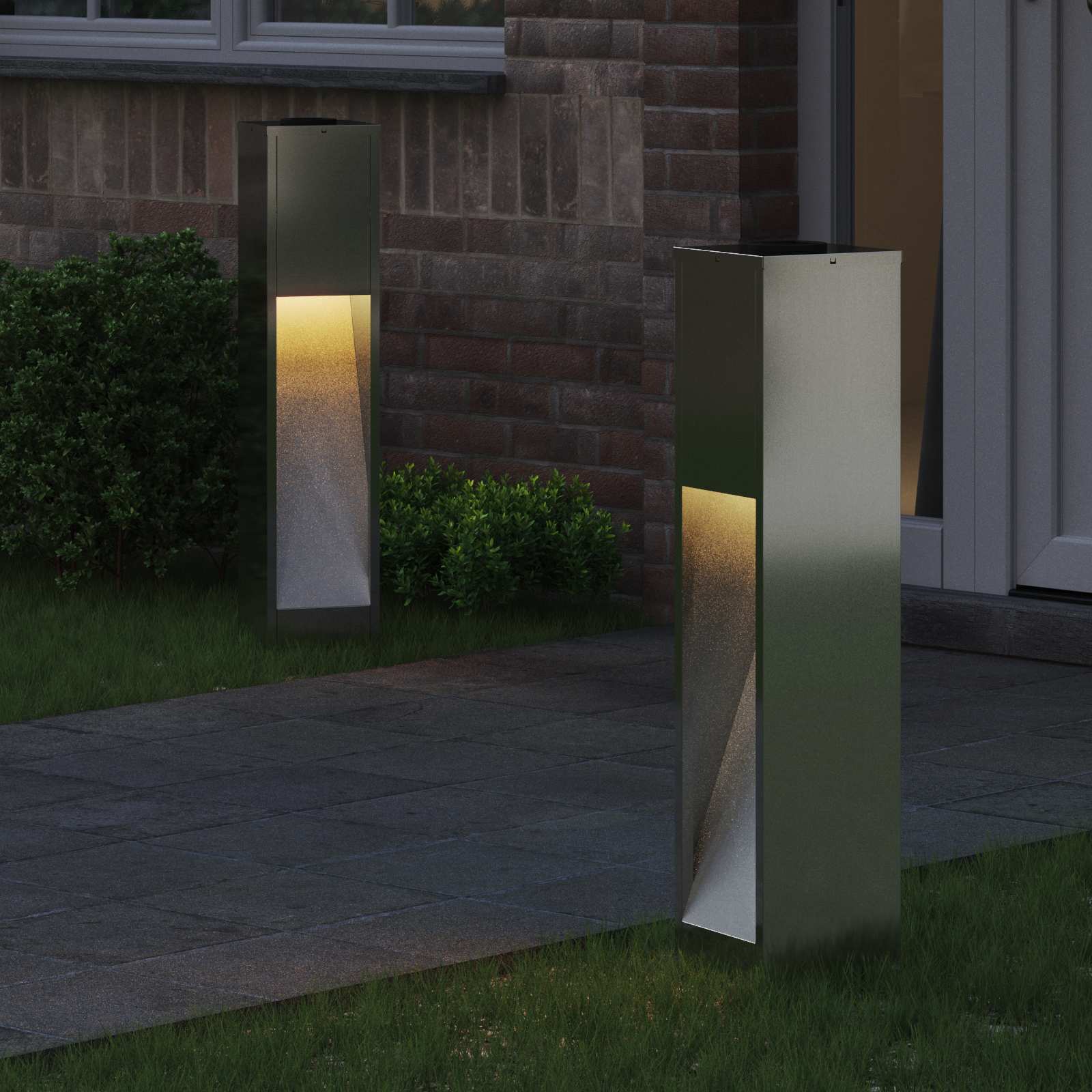 Solar LED Wegeleuchte 2 pcs Silber Galvanisiert