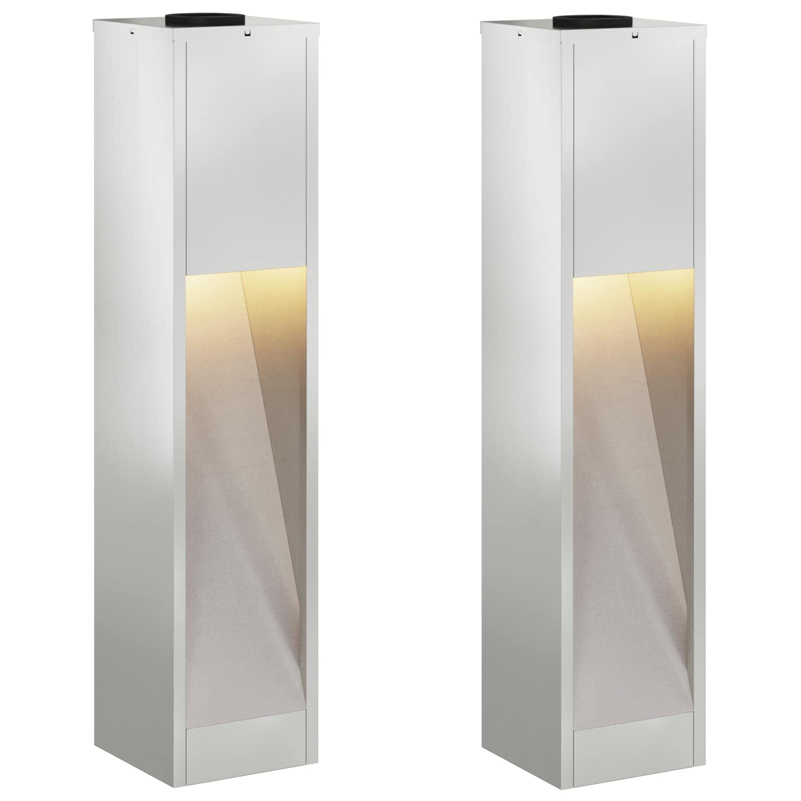 Solar LED Wegeleuchte 2 pcs Silber Galvanisiert
