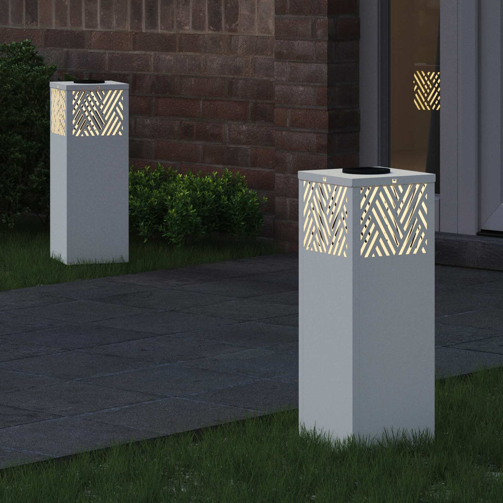Solar LED Weg Licht 2 pcs Weiß Kalt gewalzter Stahl
