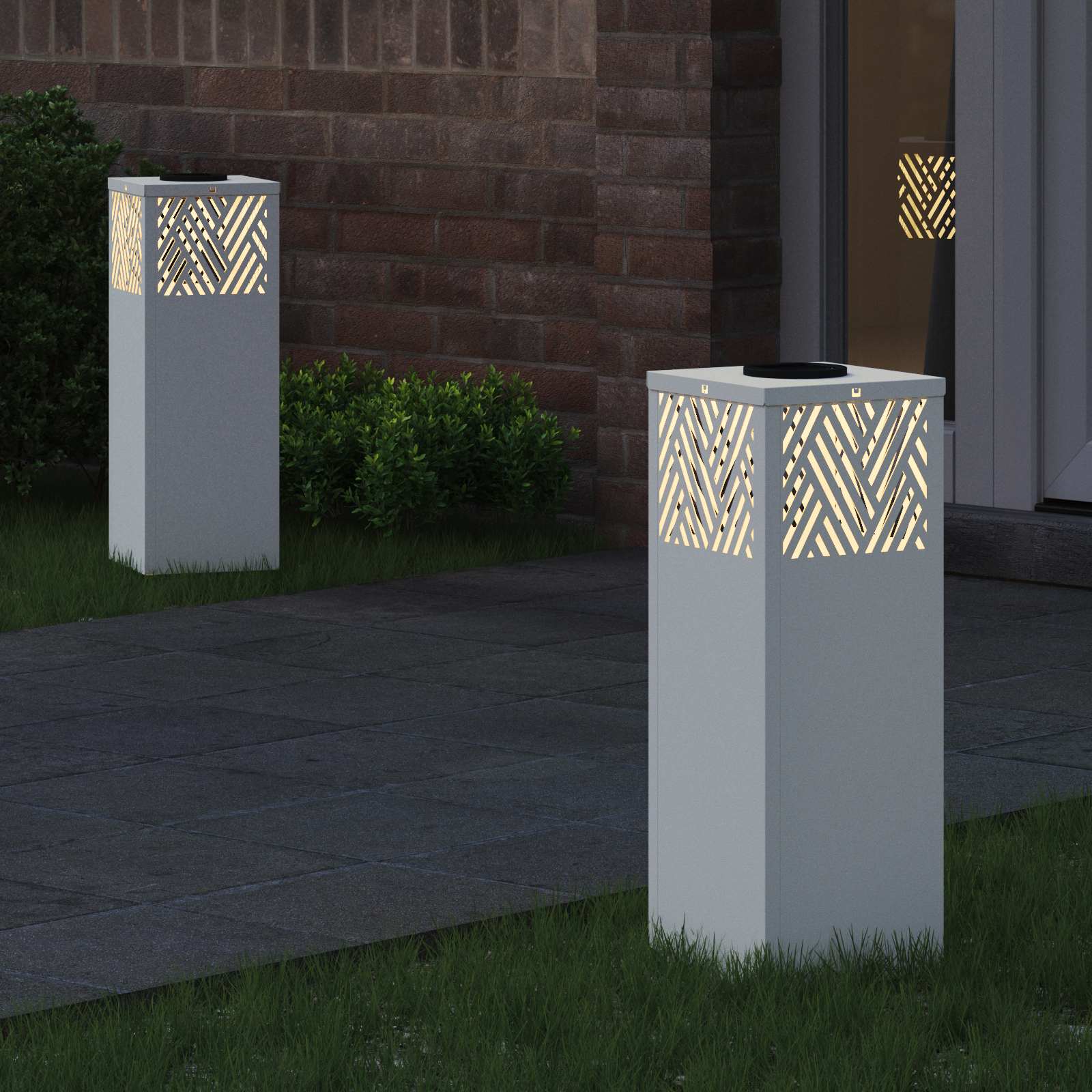 Solar LED Weg Licht 2 pcs Weiß Kalt gewalzter Stahl