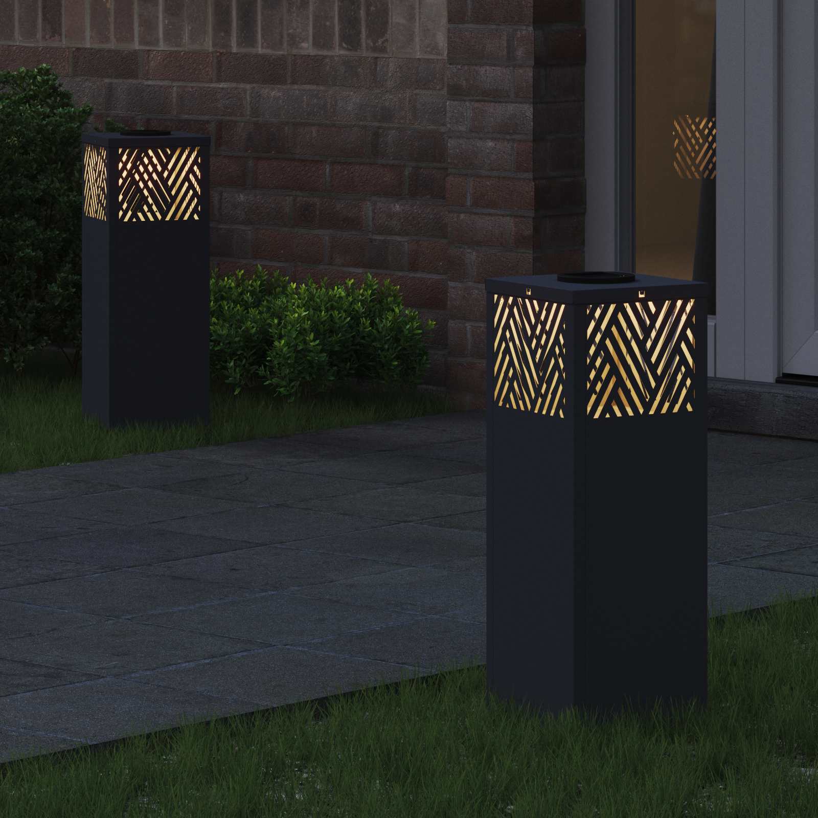 Solar LED Weg Licht 2 pcs Anthrazit Kalt gewalzter Stahl