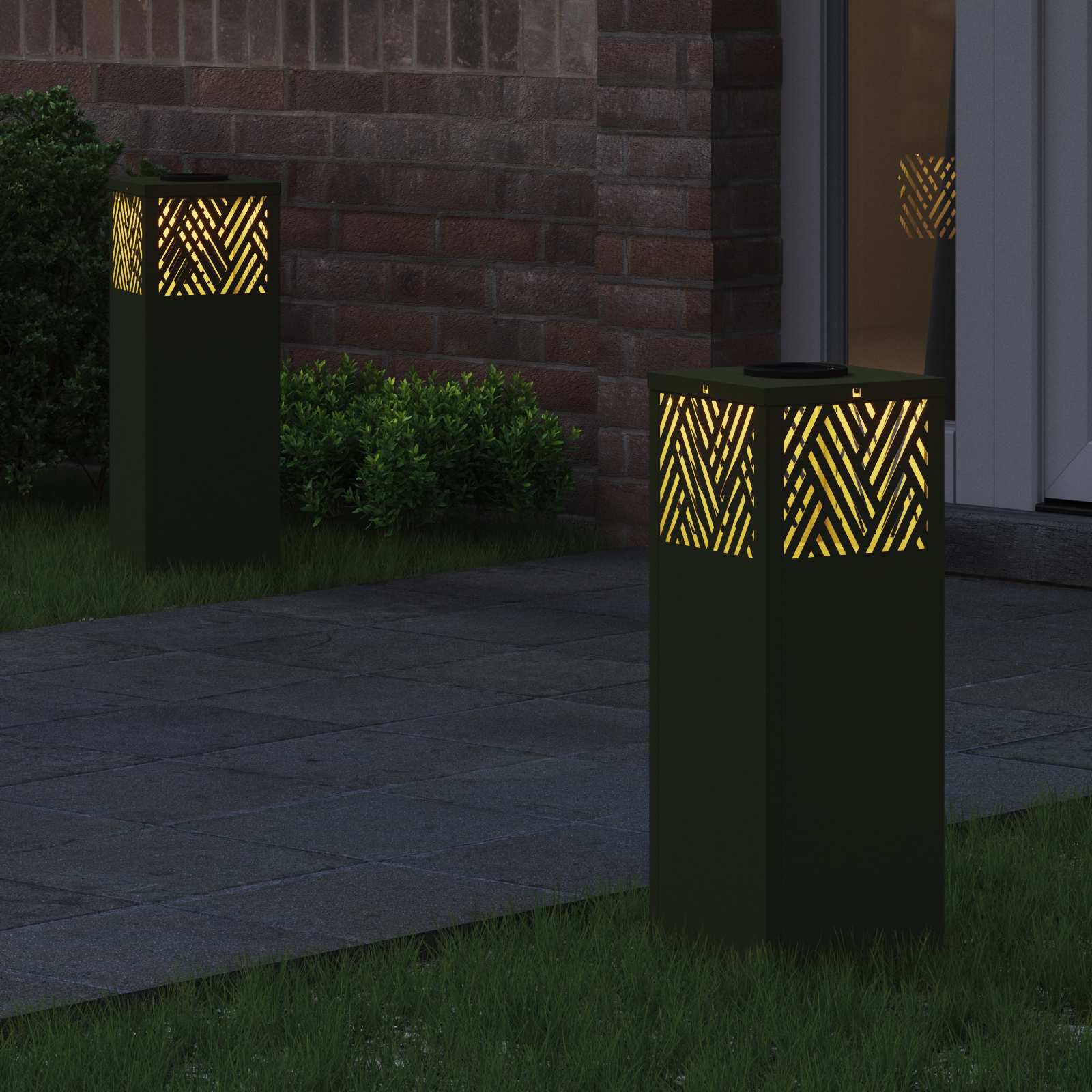 Solar LED Weg Licht 2 pcs Olive Grün Kalt gewalzter Stahl