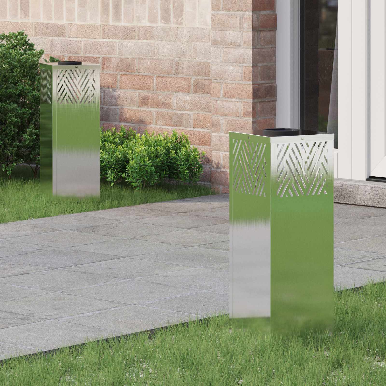 Solar LED Weg Licht 2 pcs Silber Edelstahl