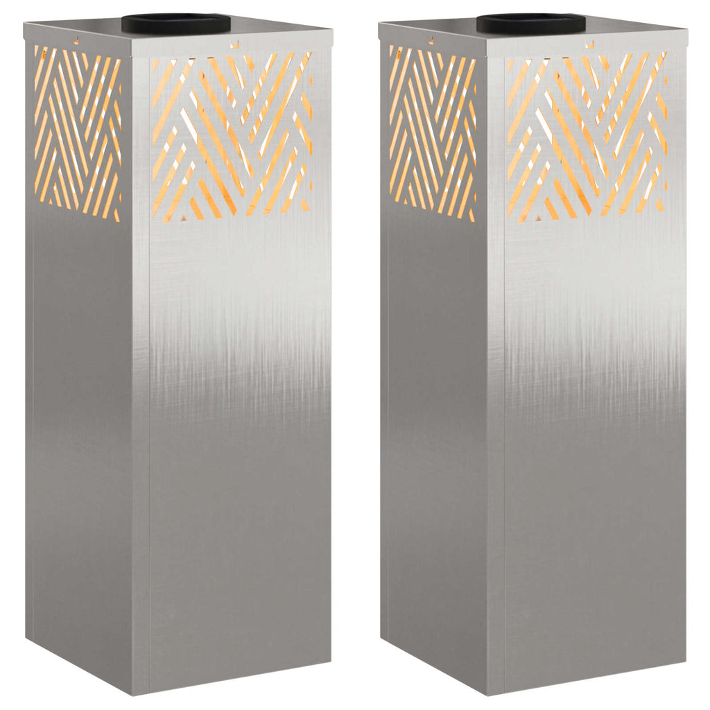 Solar LED Weg Licht 2 pcs Silber Edelstahl