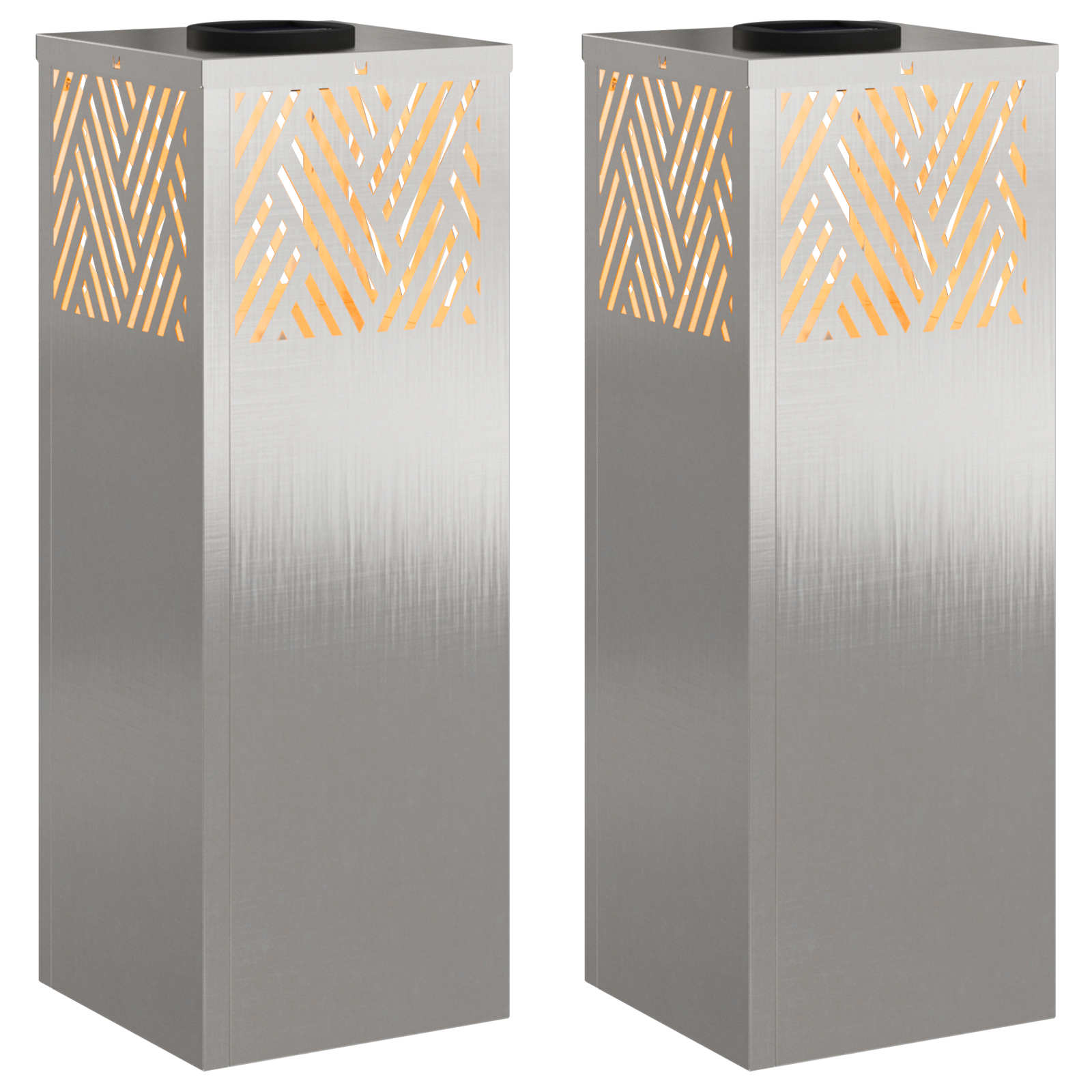 Solar LED Weg Licht 2 pcs Silber Edelstahl