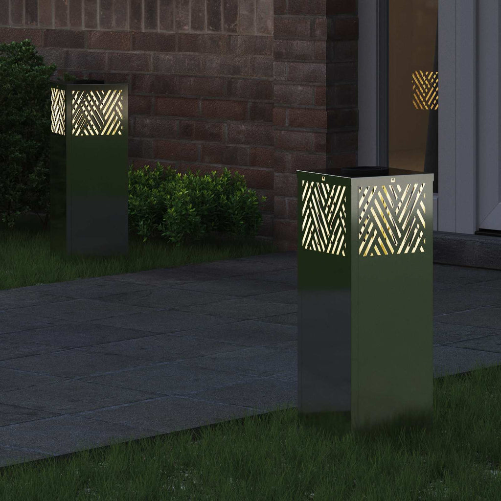 Solar LED Weg Licht 2 pcs Silber Galvanisiert