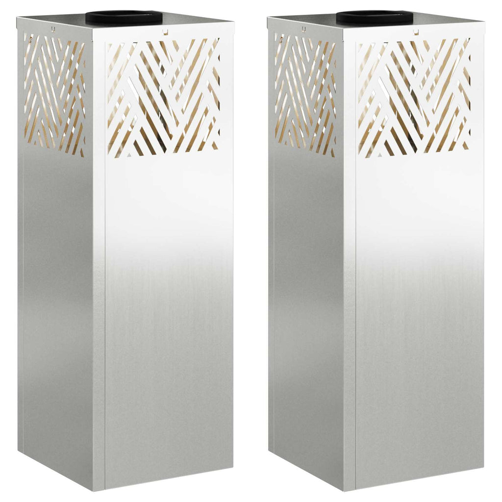 Solar LED Weg Licht 2 pcs Silber Galvanisiert