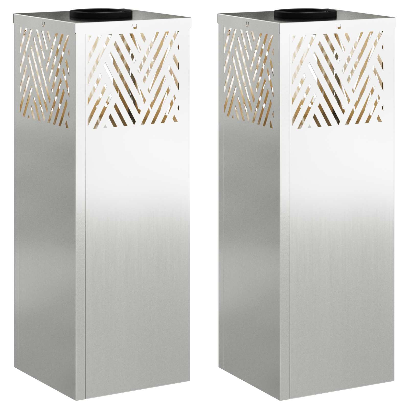 Solar LED Weg Licht 2 pcs Silber Galvanisiert
