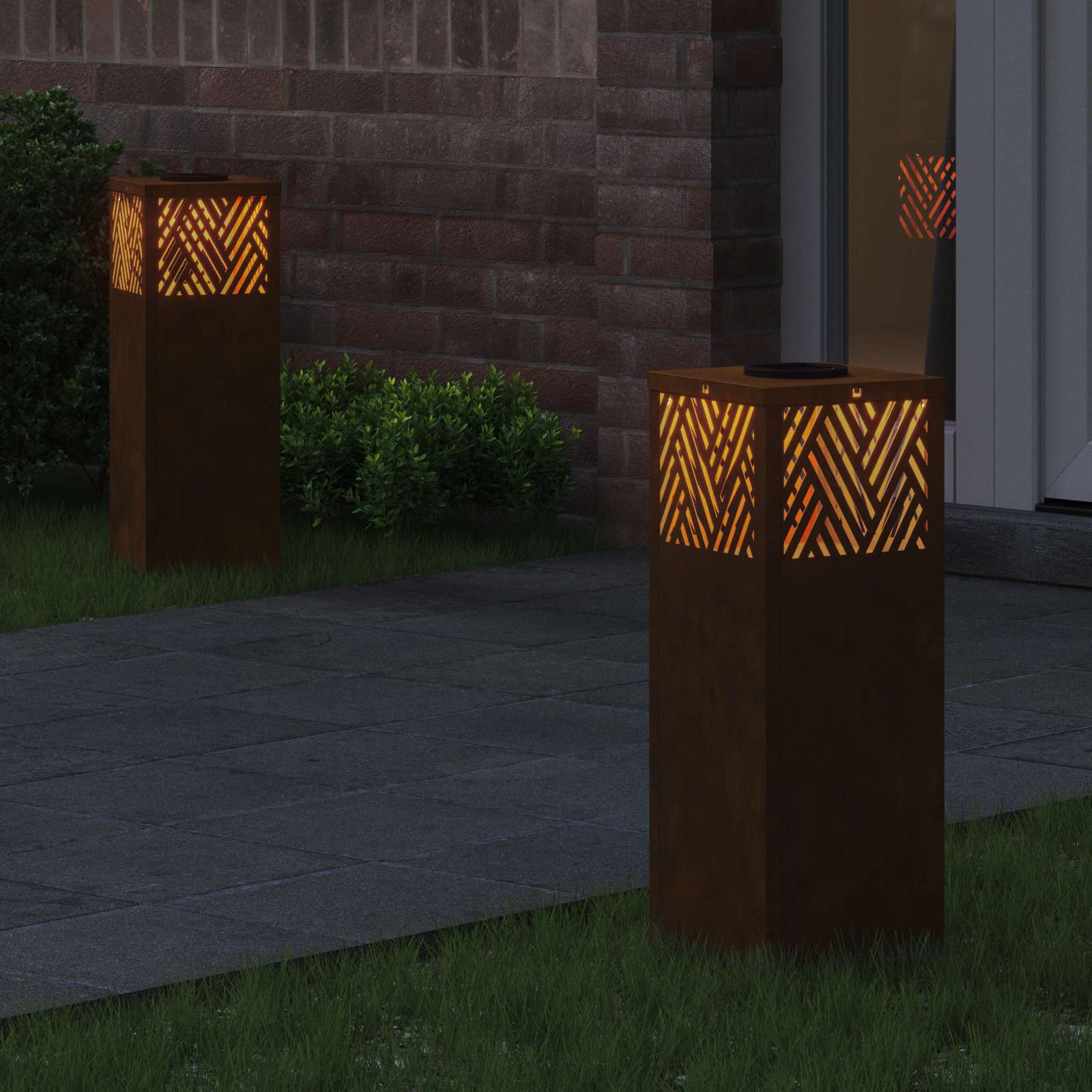 Solar LED Weg Licht 2 pcs Bronze Wetterfeststahl