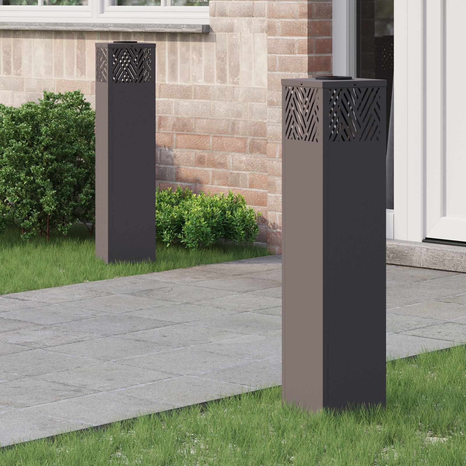 Solar LED Weg Licht 2 pcs Schwarz Kalt gewalzter Stahl