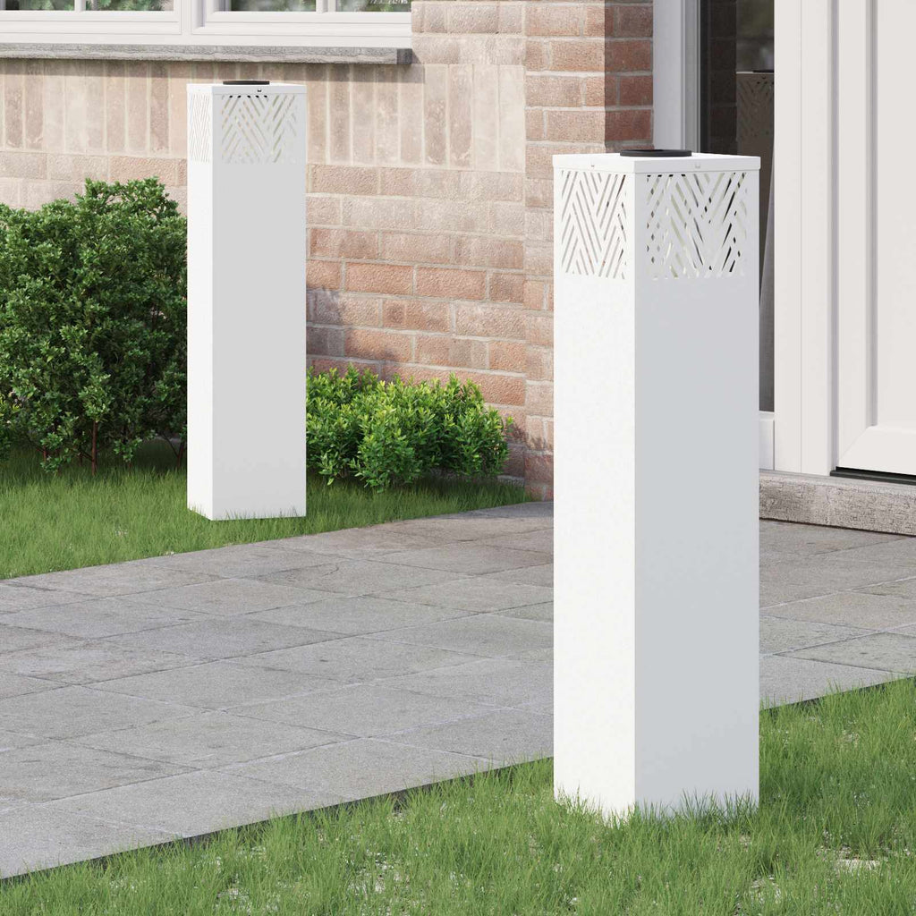 Solar LED Weg Licht 2 pcs Weiß Kalt gewalzter Stahl