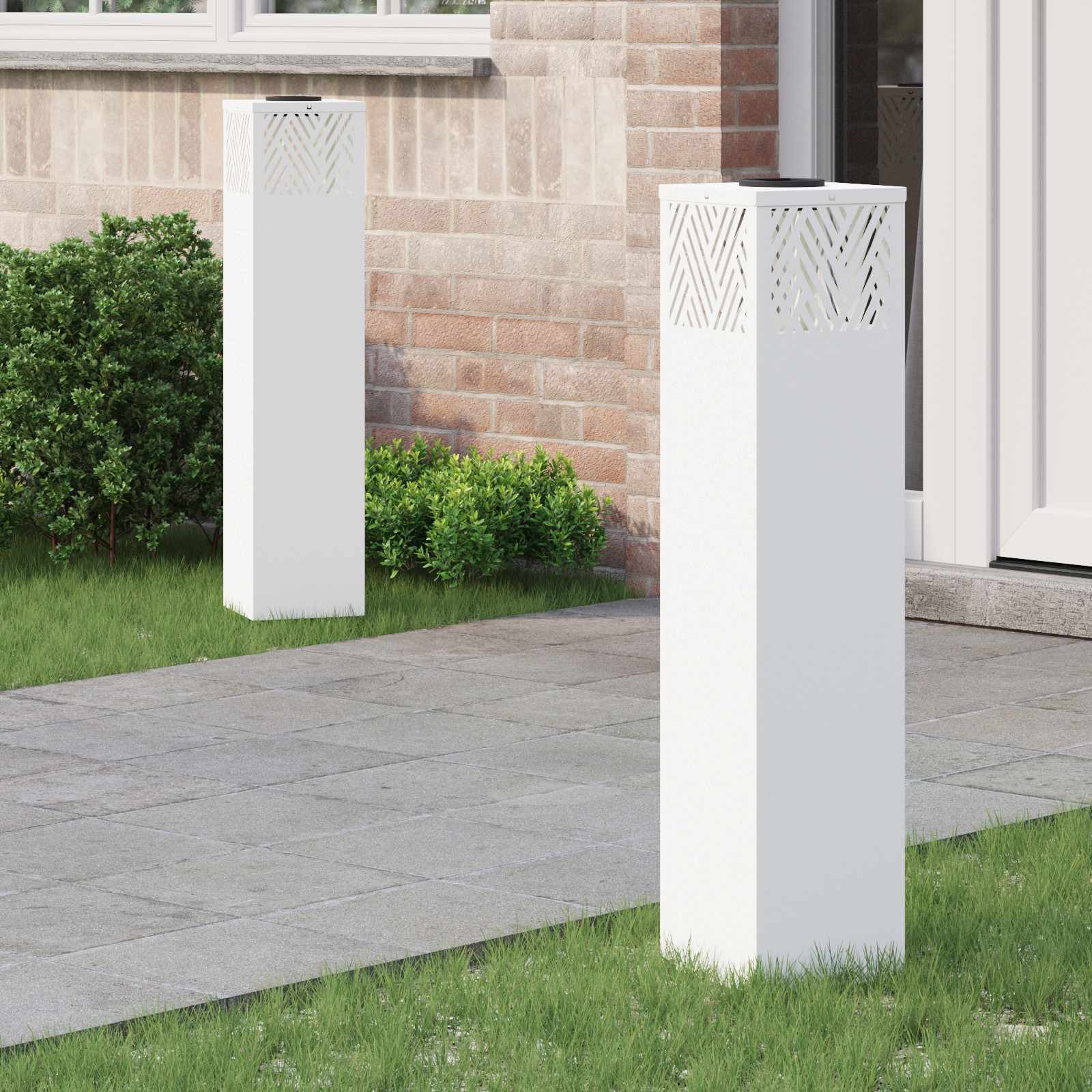 Solar LED Weg Licht 2 pcs Weiß Kalt gewalzter Stahl
