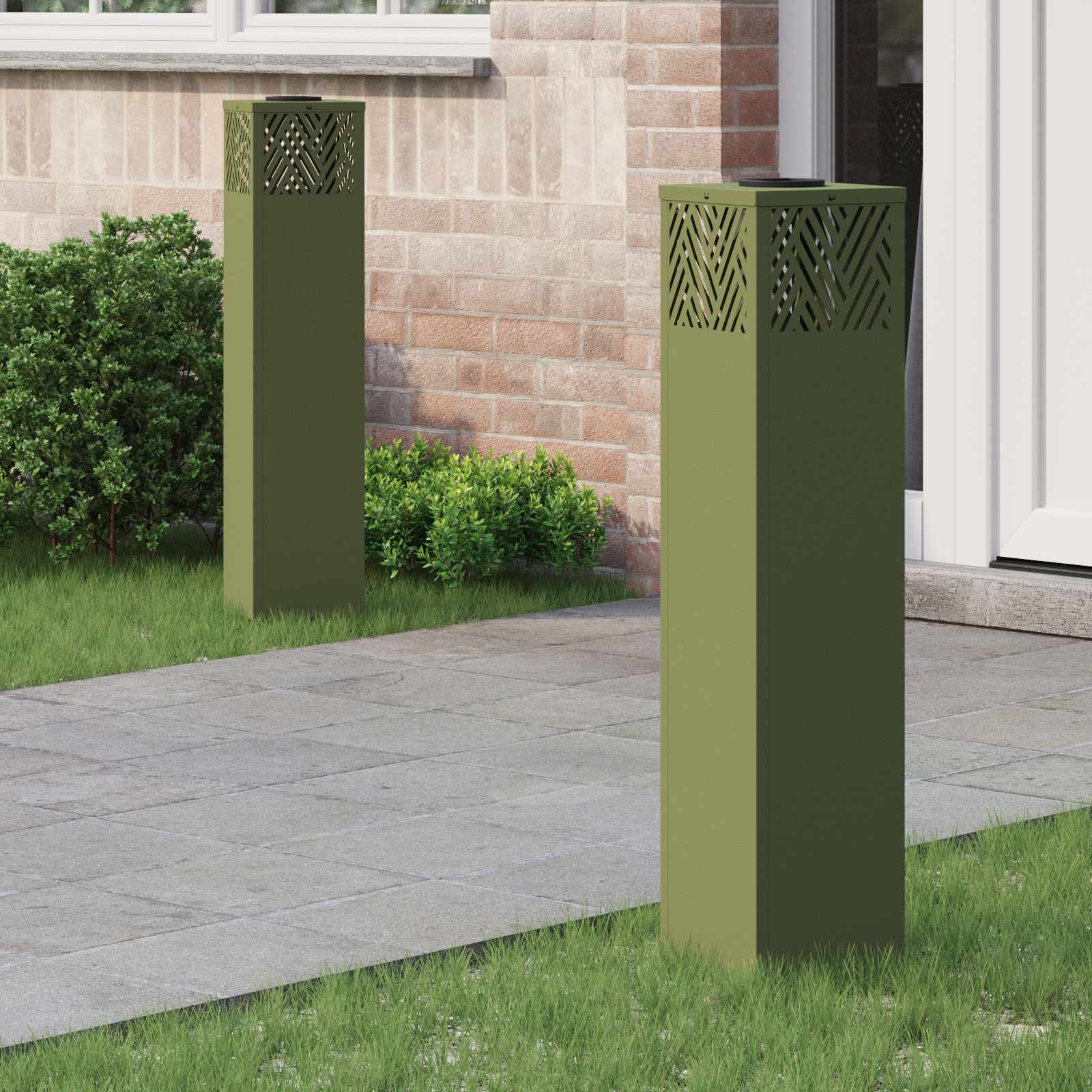 Solar LED Weg Licht 2 pcs Olive Grün Kalt gewalzter Stahl