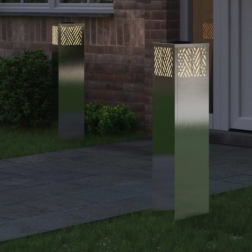 Solar LED Weg Licht 2 pcs Silber Edelstahl