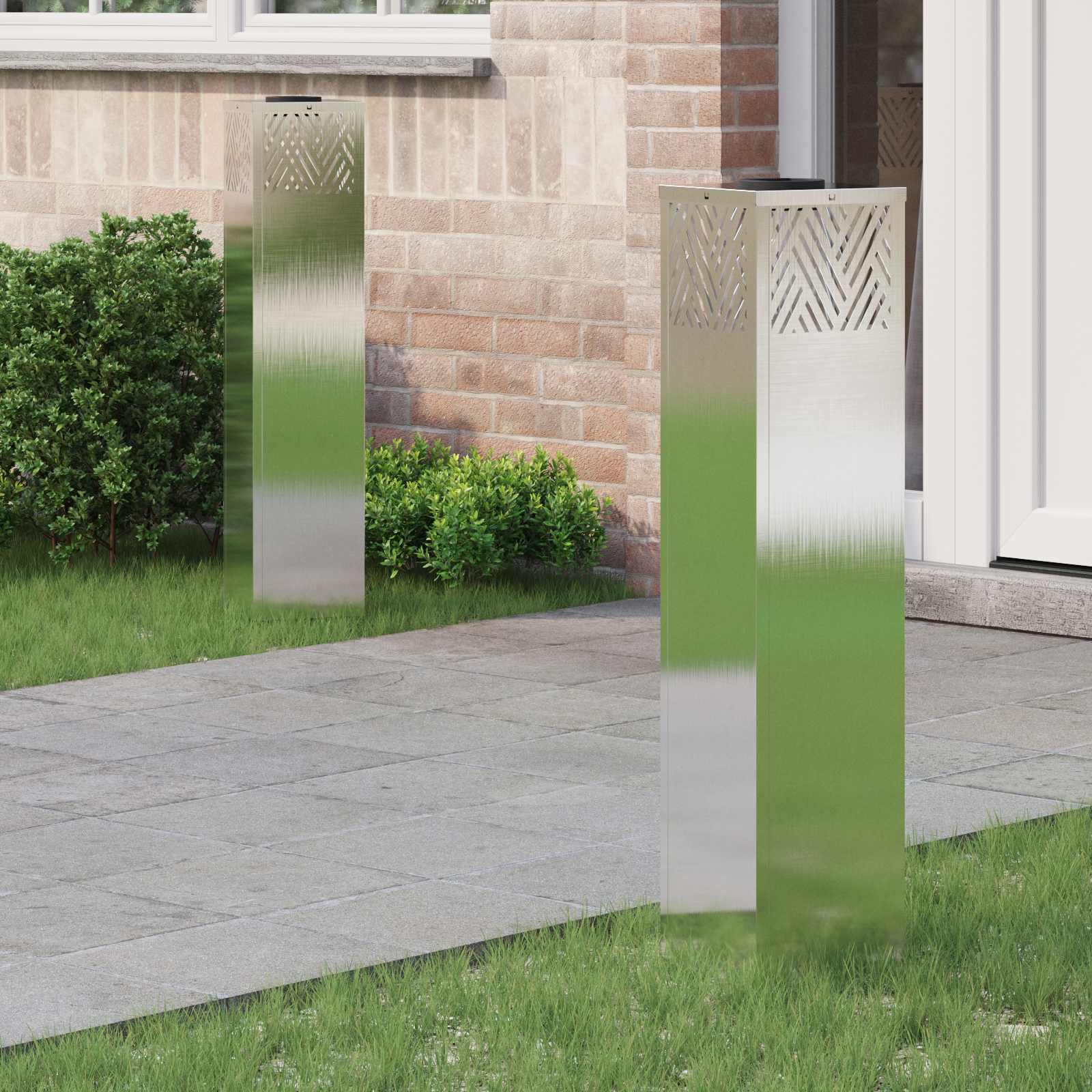Solar LED Weg Licht 2 pcs Silber Edelstahl