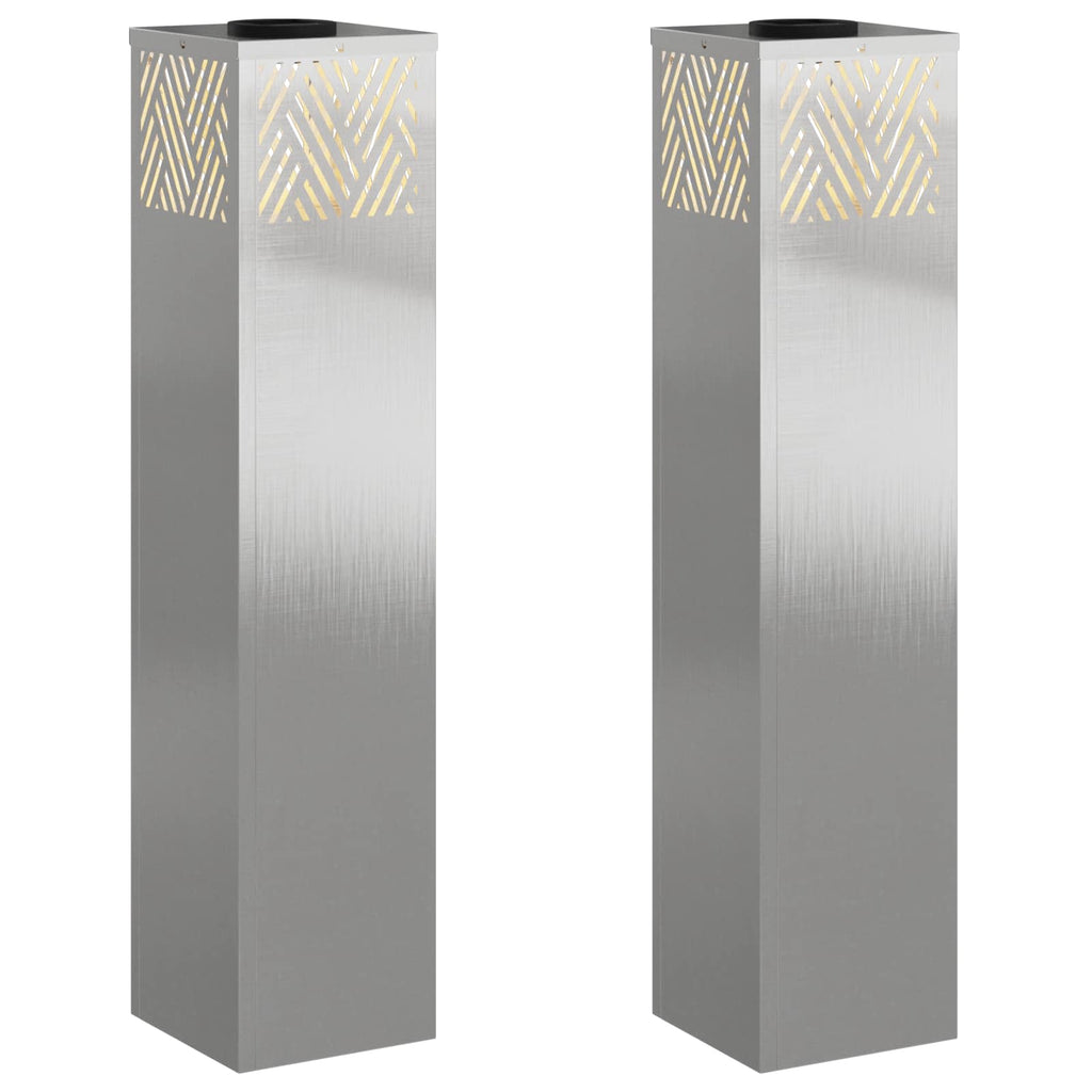 Solar LED Weg Licht 2 pcs Silber Edelstahl