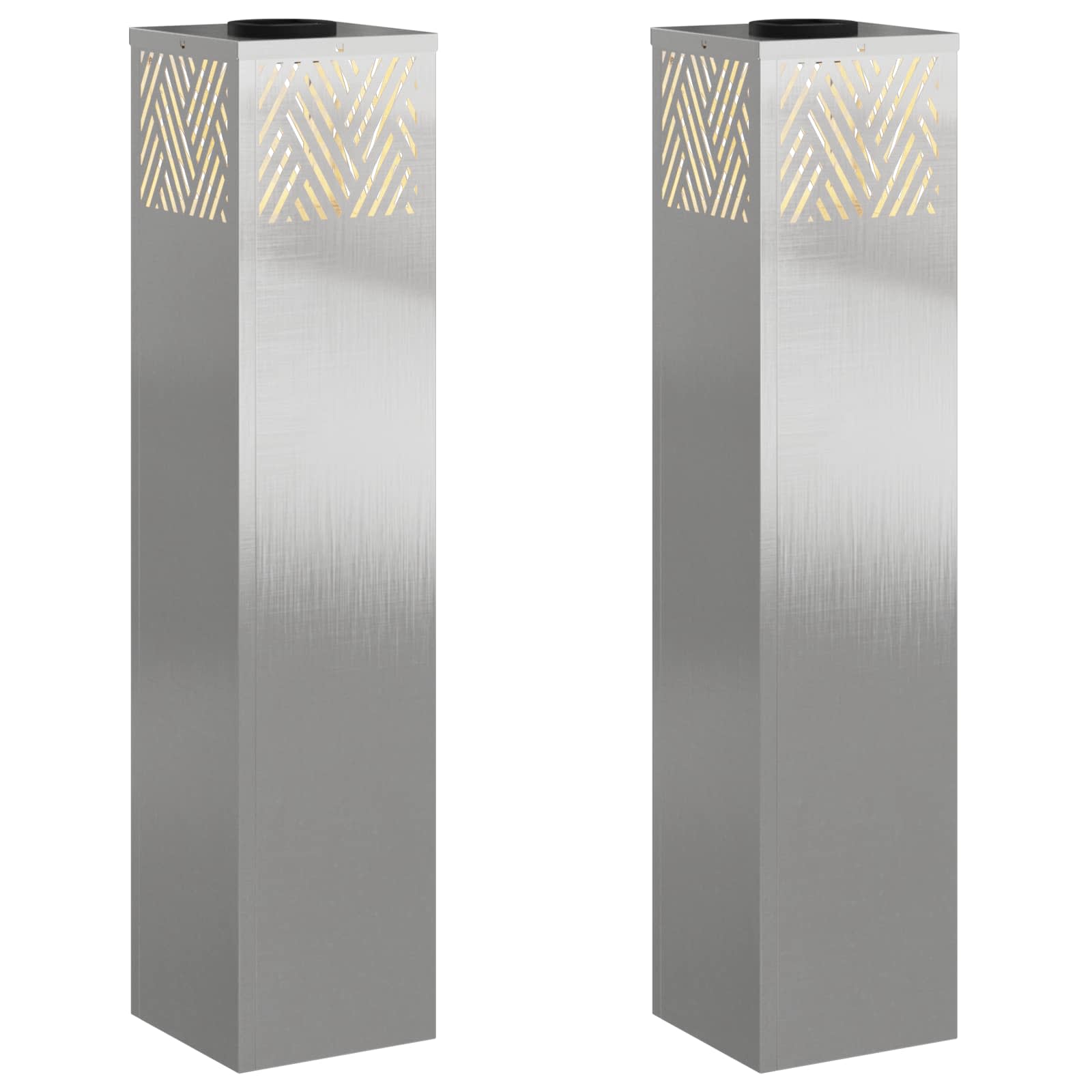 Solar LED Weg Licht 2 pcs Silber Edelstahl