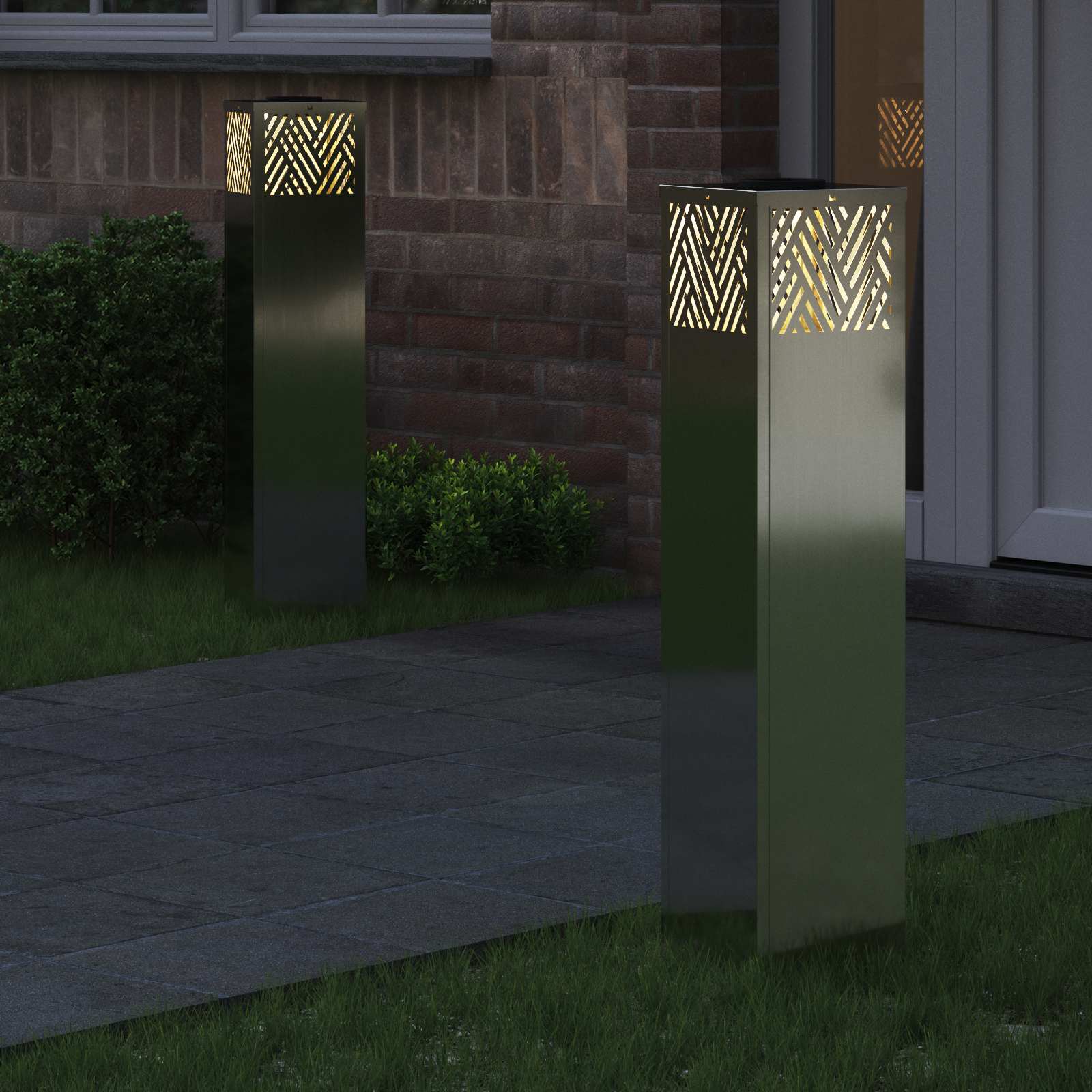 Solar LED Weg Licht 2 pcs Silber Galvanisiert