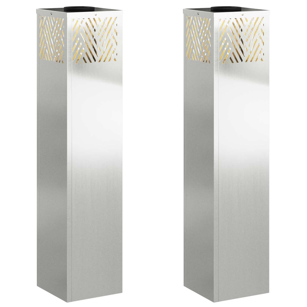 Solar LED Weg Licht 2 pcs Silber Galvanisiert
