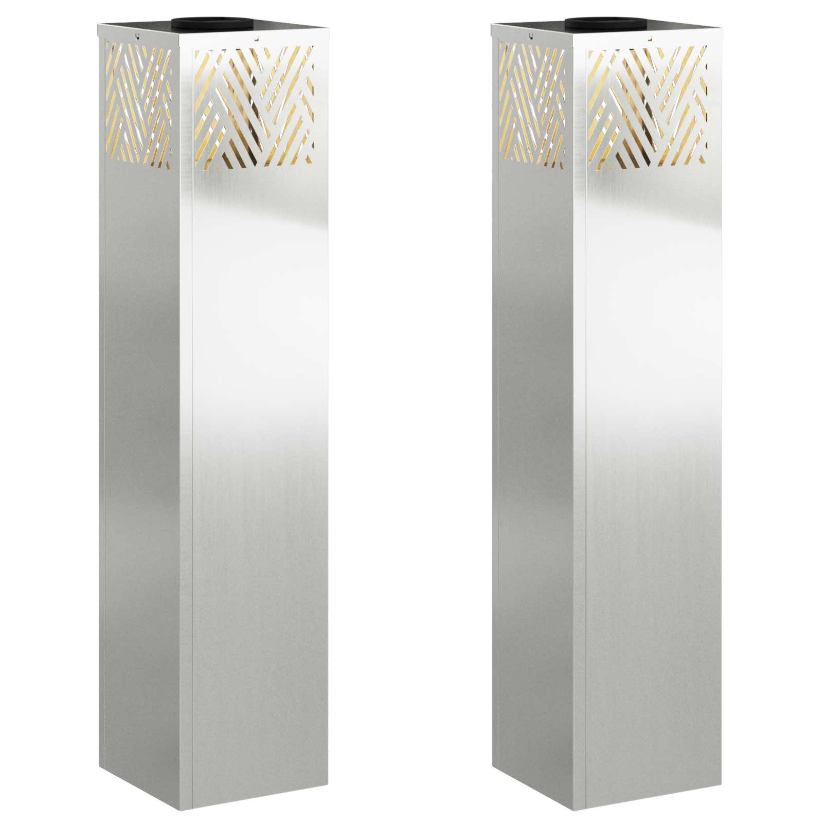 Solar LED Weg Licht 2 pcs Silber Galvanisiert
